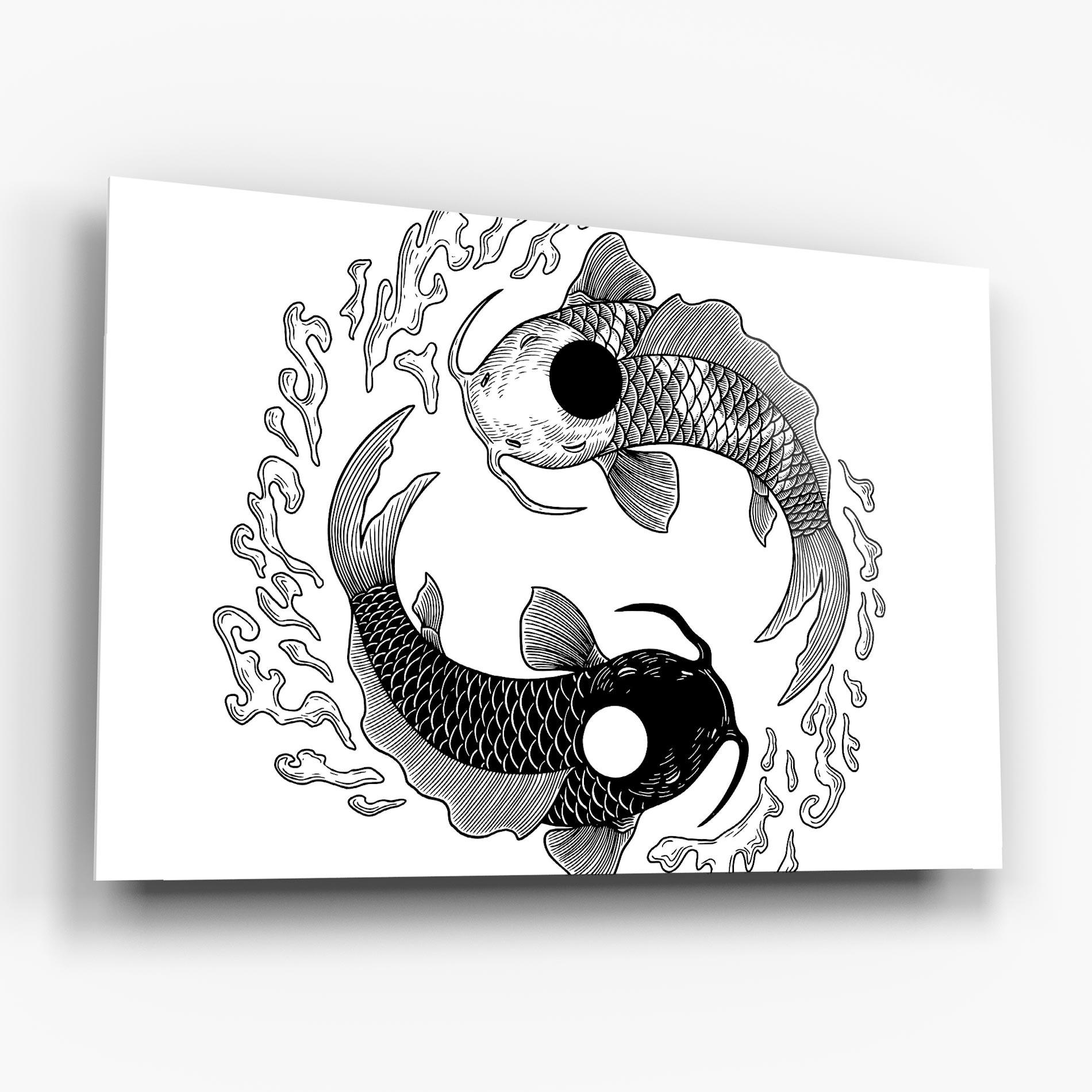 Стъклена картина Koi Art Yinyang mockup 6
