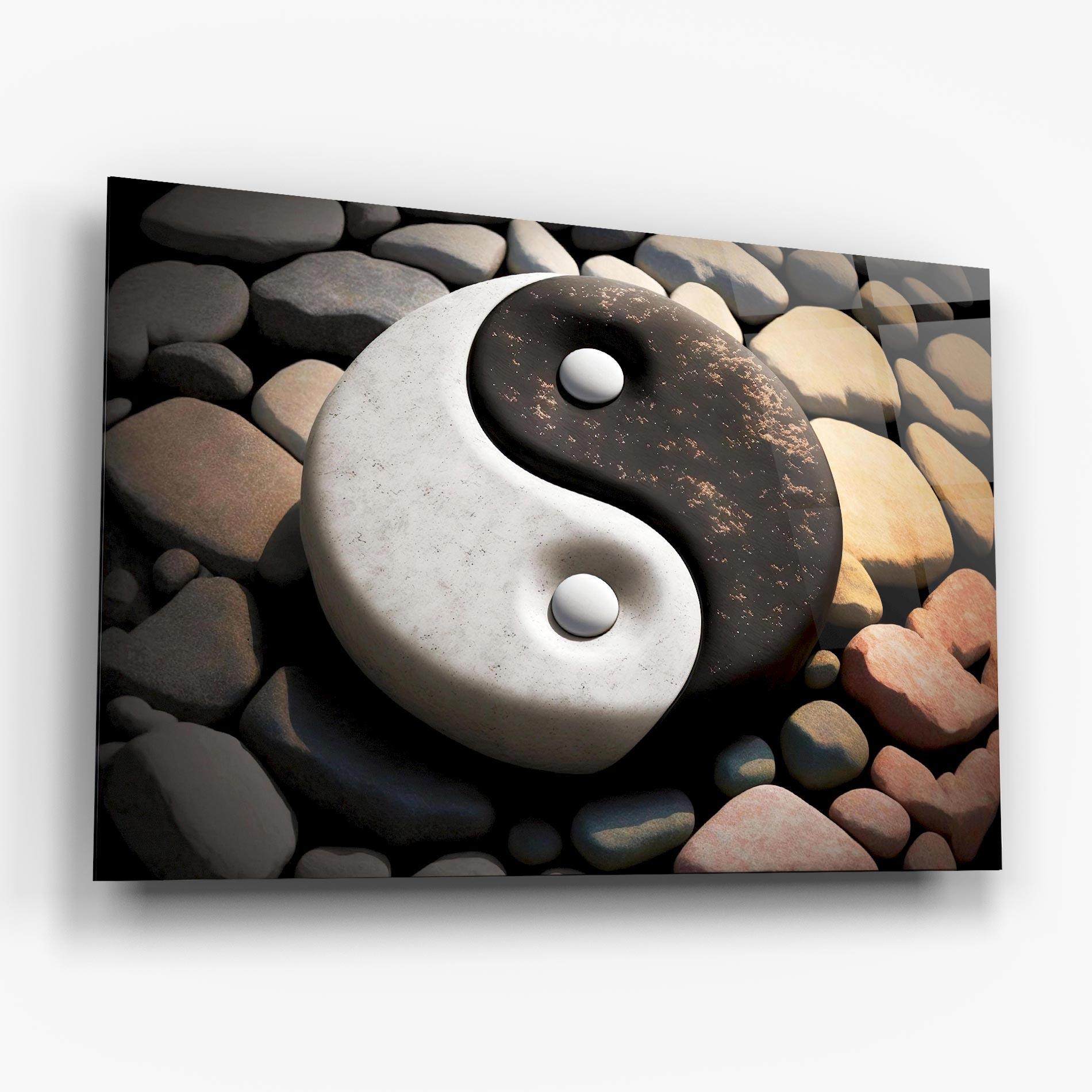 Стъклена картина Stone Yinyang mockup 6
