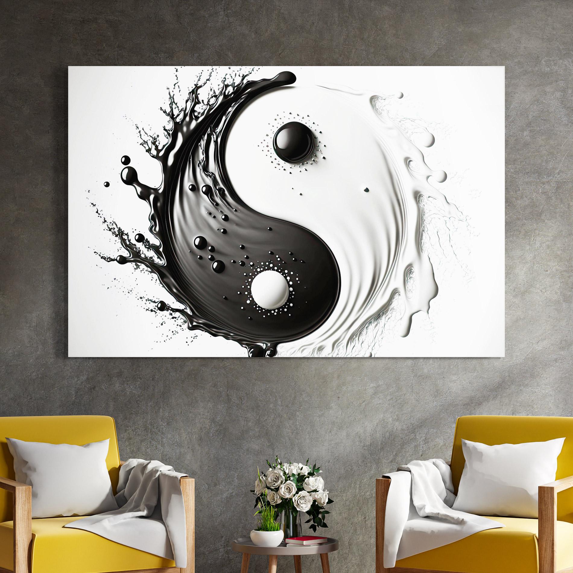 Стъклена картина Black Liquid Yinyang mockup 4