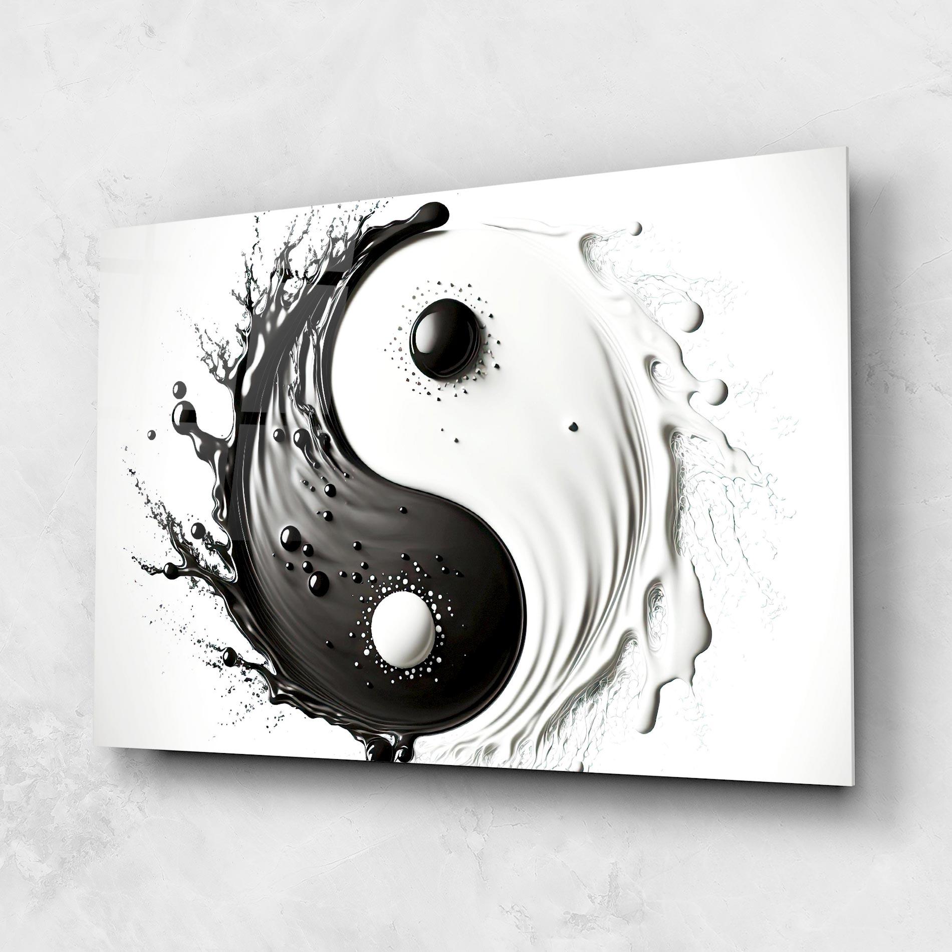 Стъклена картина Black Liquid Yinyang mockup 1