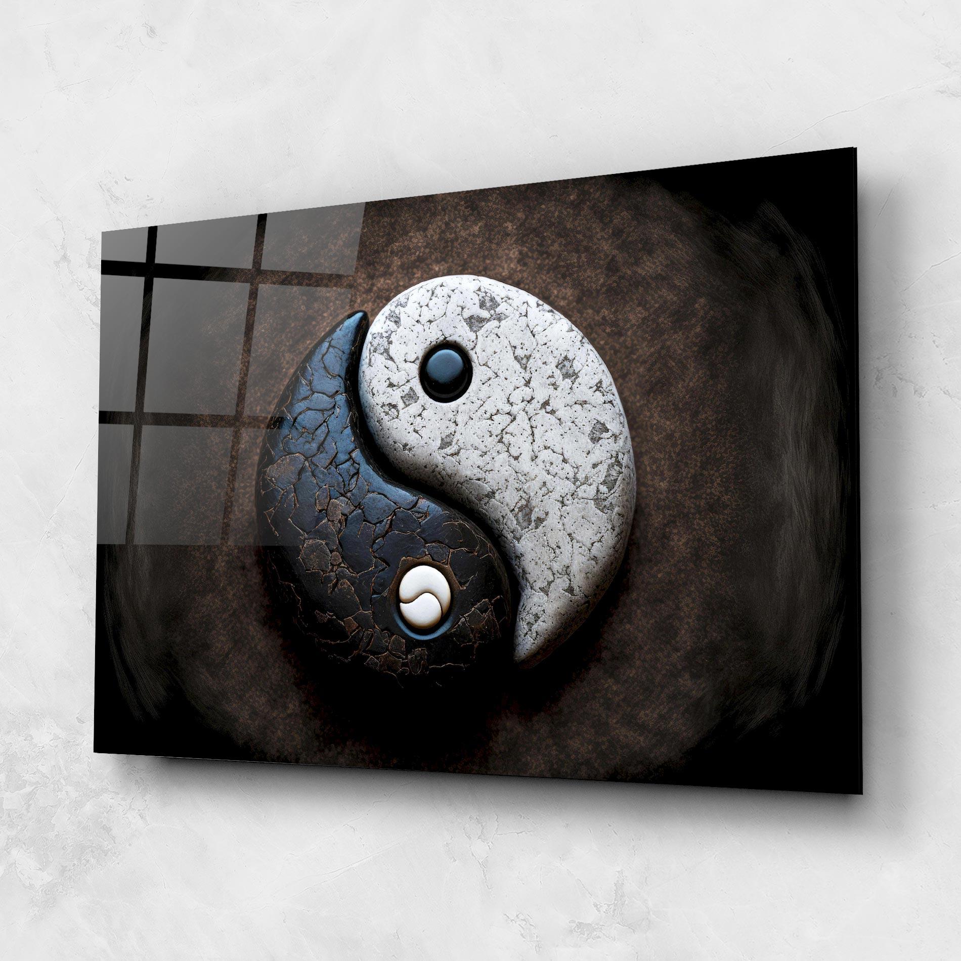 Стъклена картина Black Stone Yinyang mockup 1