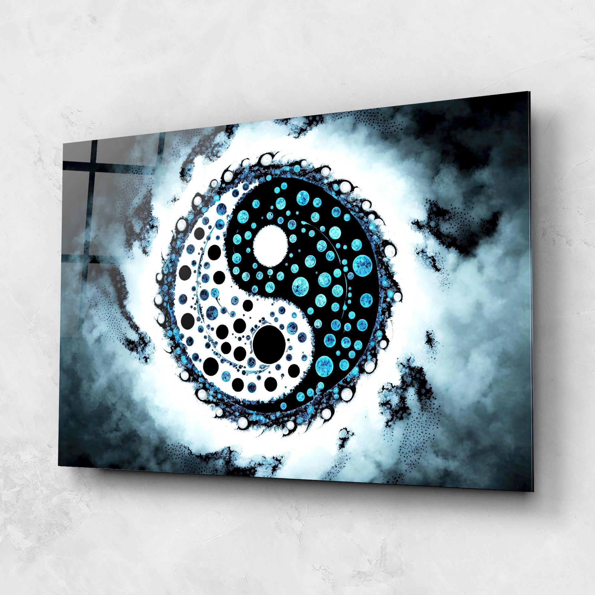 Стъклена картина Blue White Yinyang mockup 1