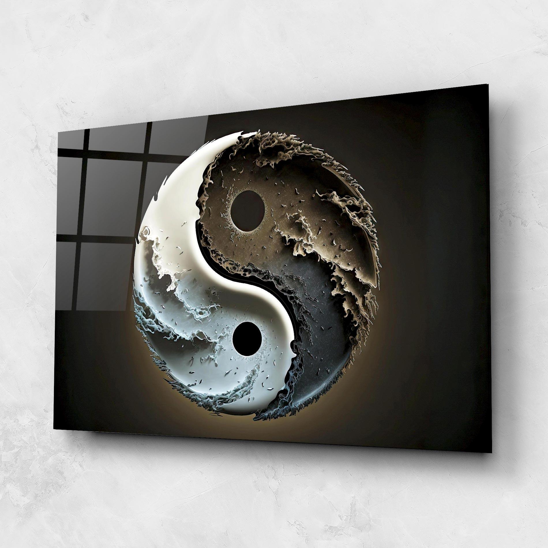 Стъклена картина Brown Smoke Yinyang mockup 1