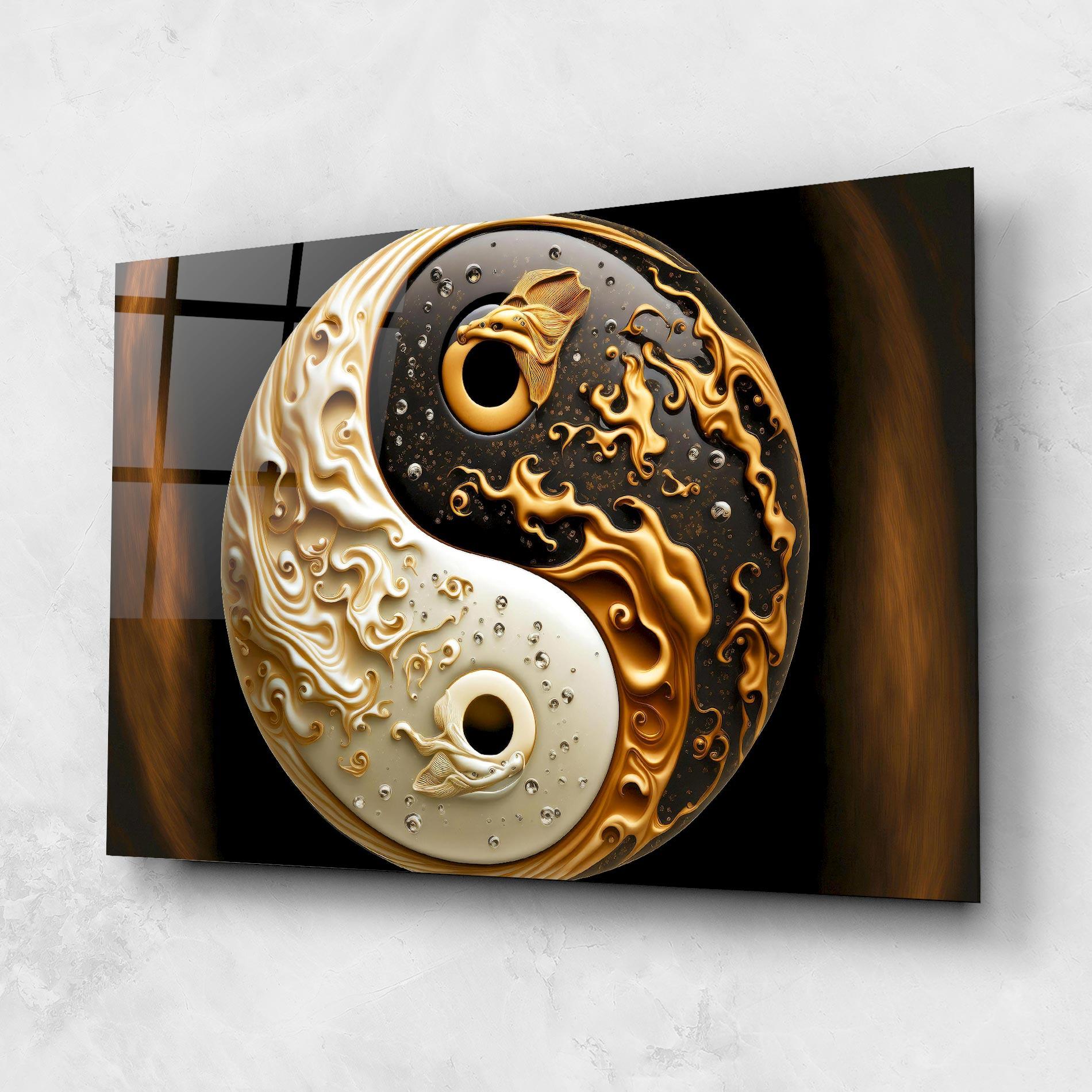 Стъклена картина Caramel Yinyang mockup 1
