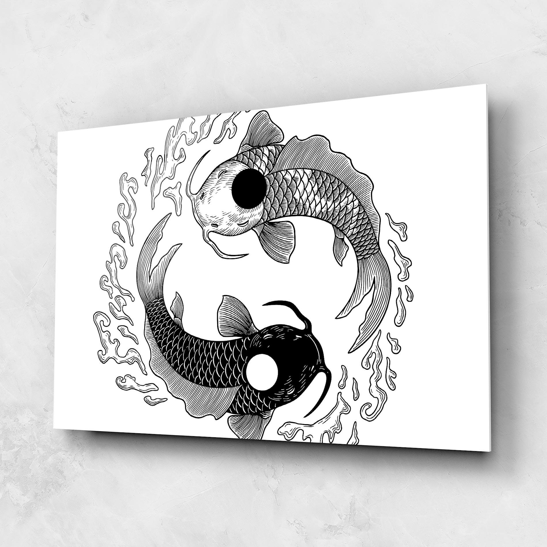 Стъклена картина Koi Art Yinyang mockup 1