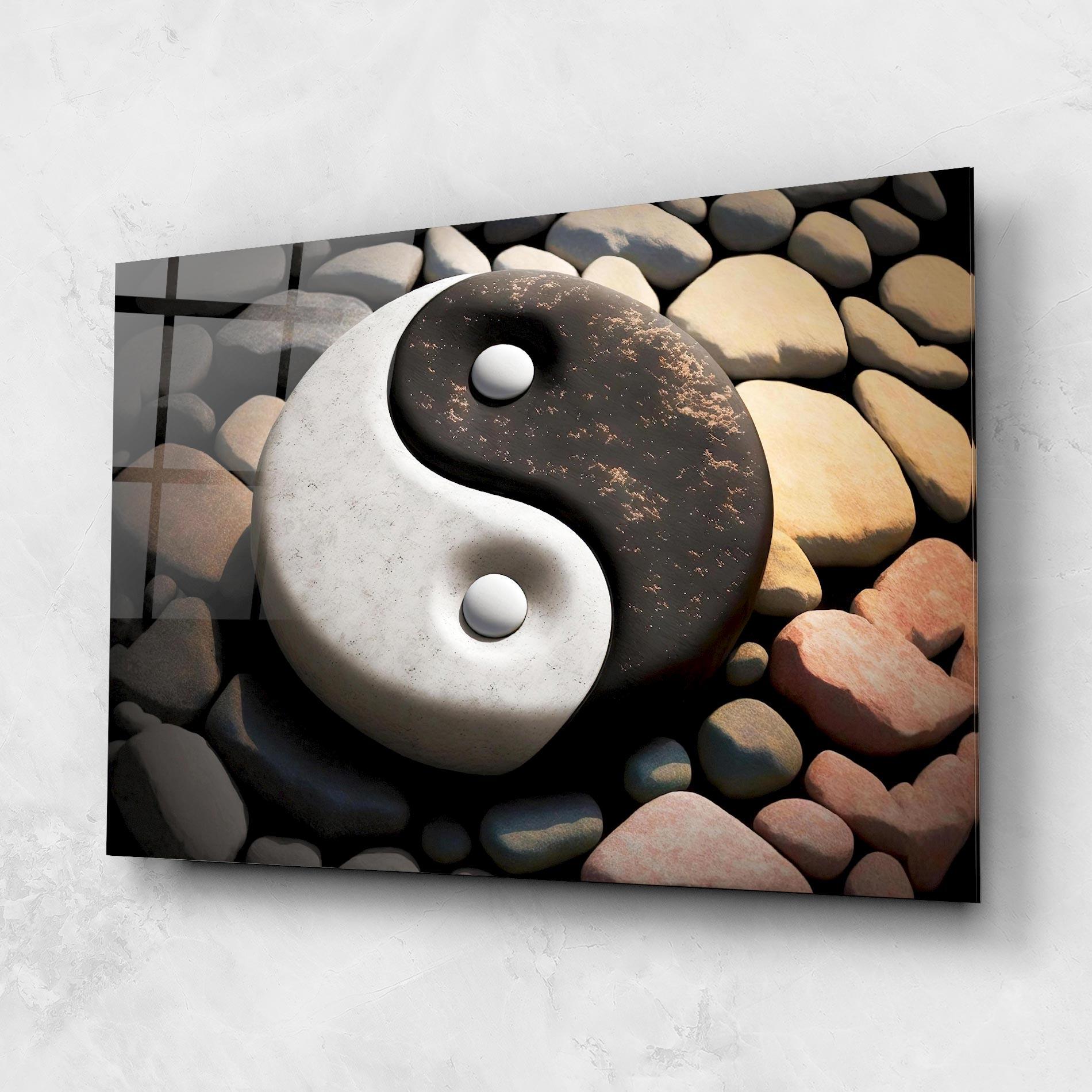 Стъклена картина Stone Yinyang mockup 1