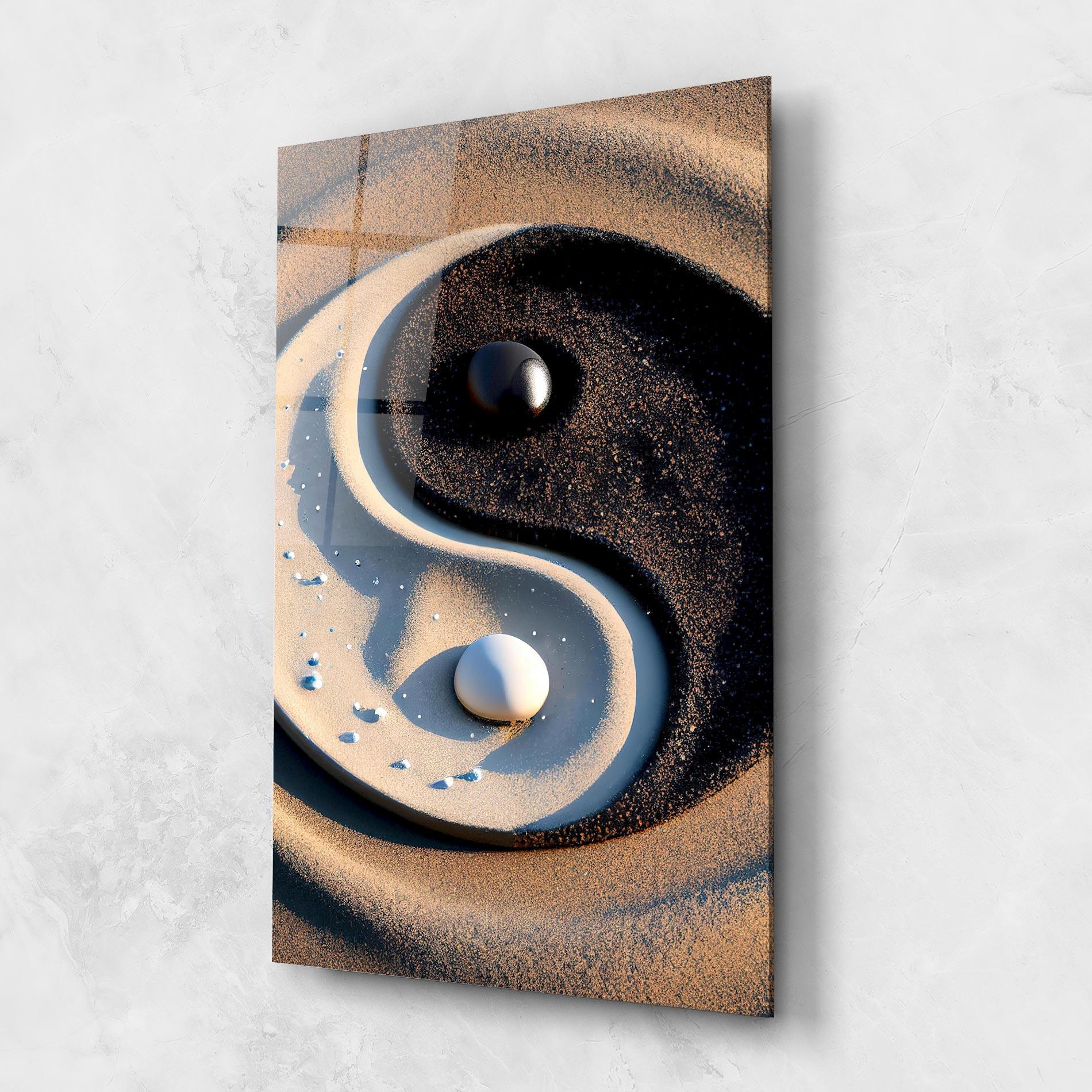 Стъклена картина Pretty Sand Yinyang mockup 1