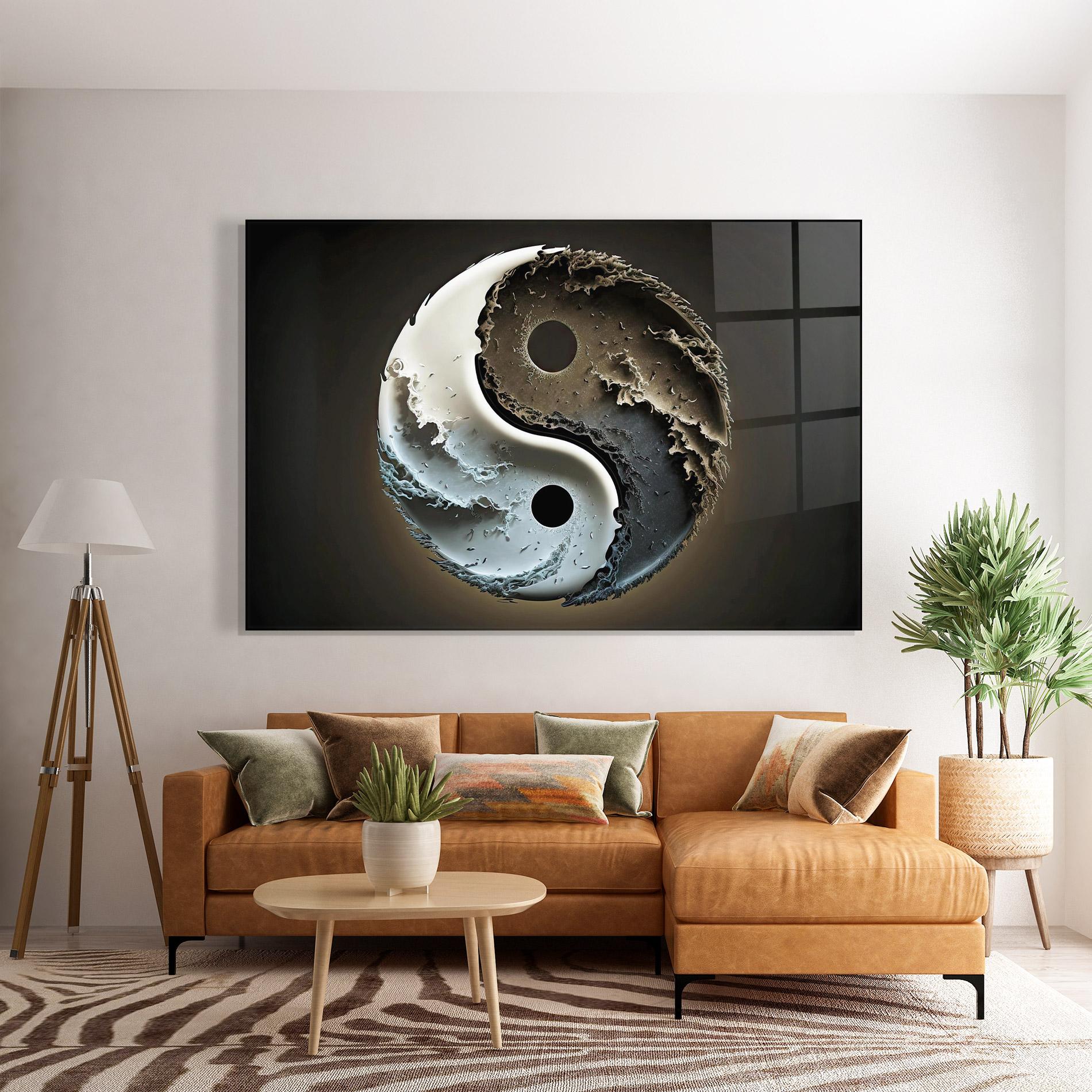 Стъклена картина Brown Smoke Yinyang mockup 7