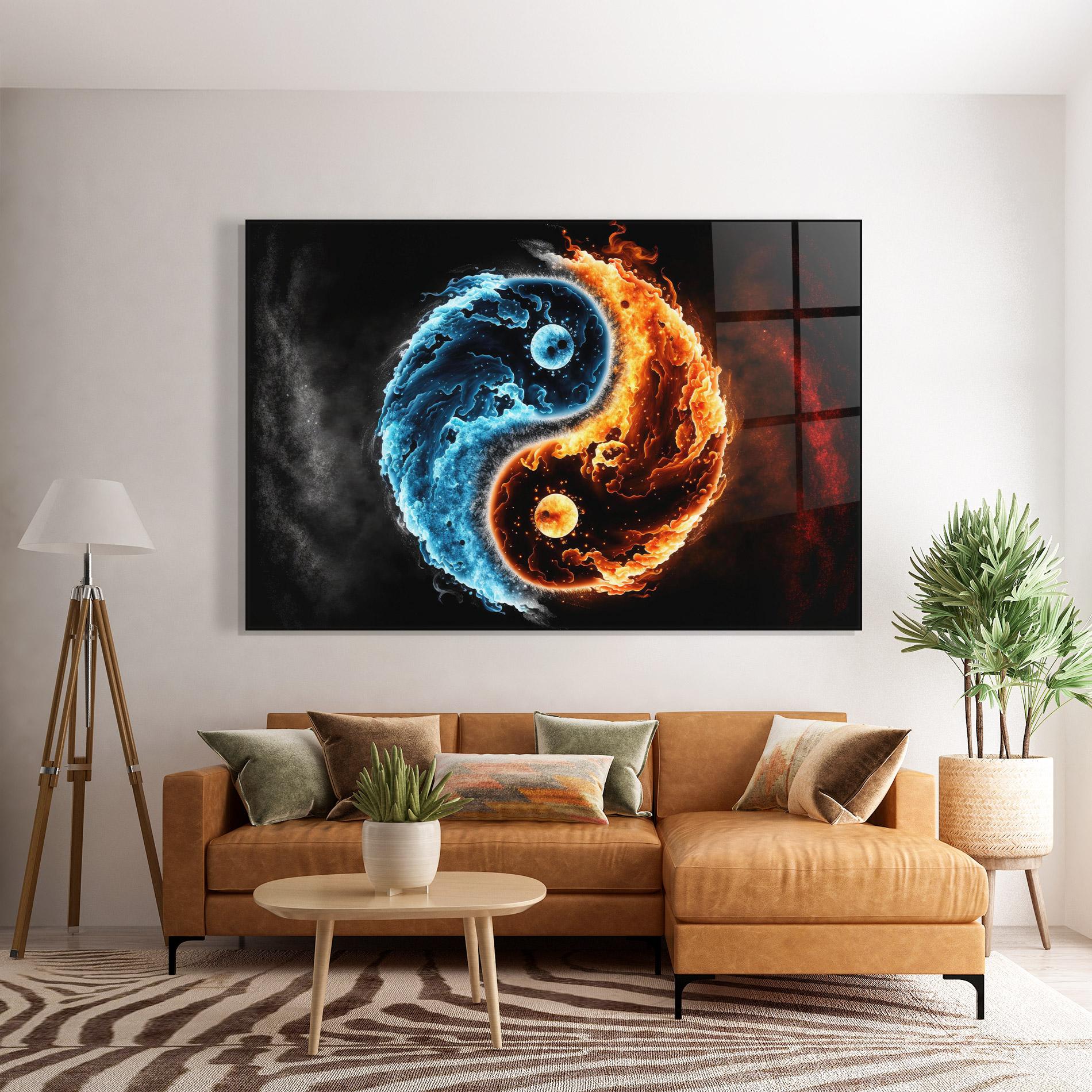 Стъклена картина Fire Water Yinyang mockup 7