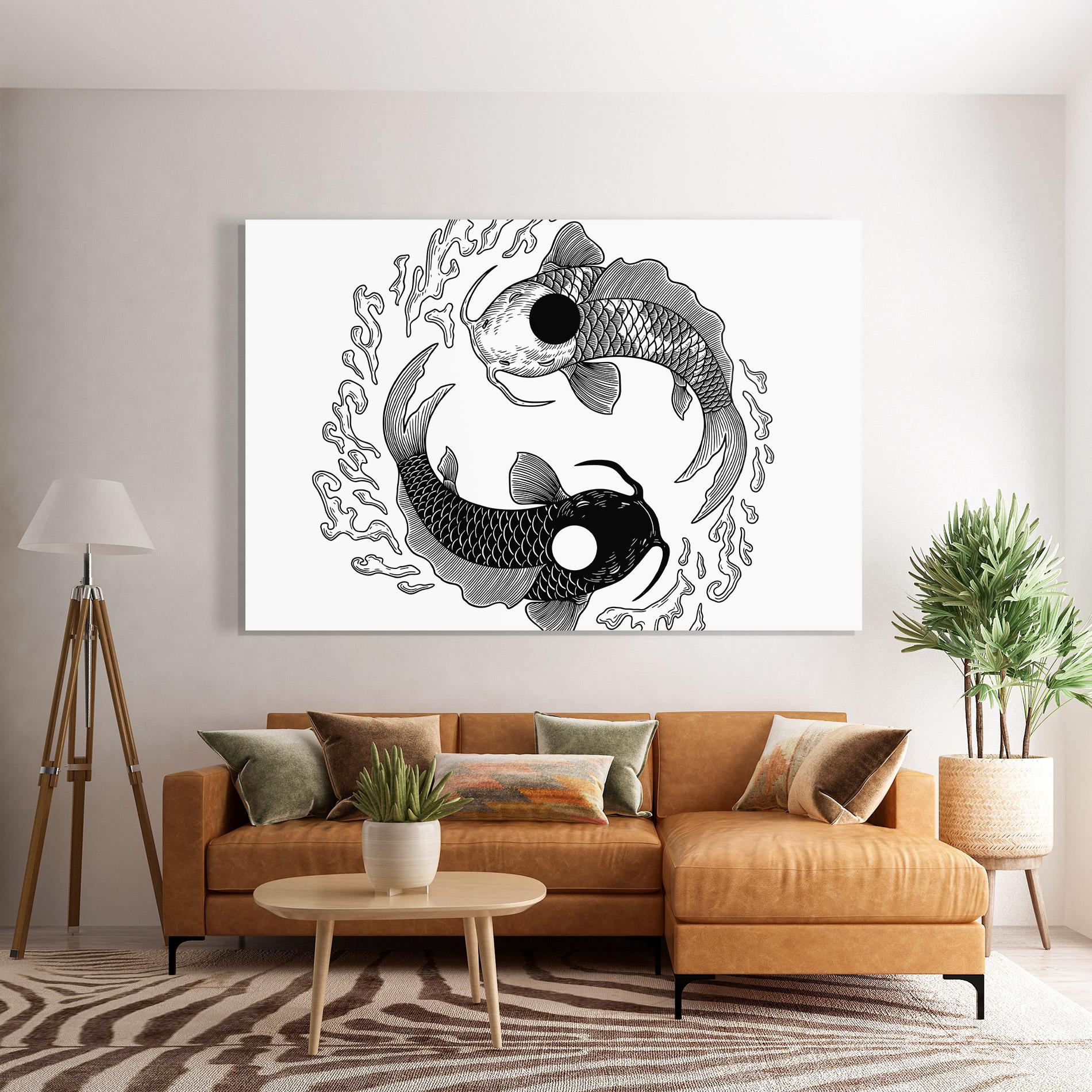 Стъклена картина Koi Art Yinyang mockup 7