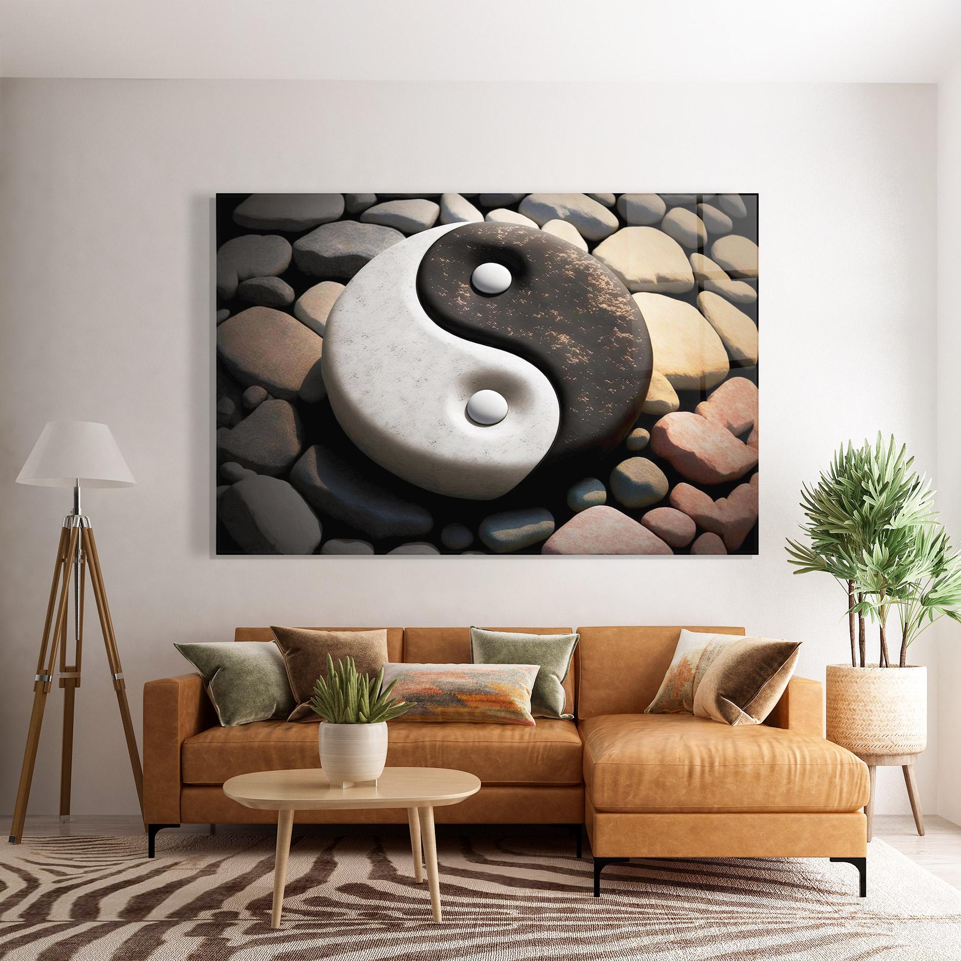 Стъклена картина Stone Yinyang mockup 7