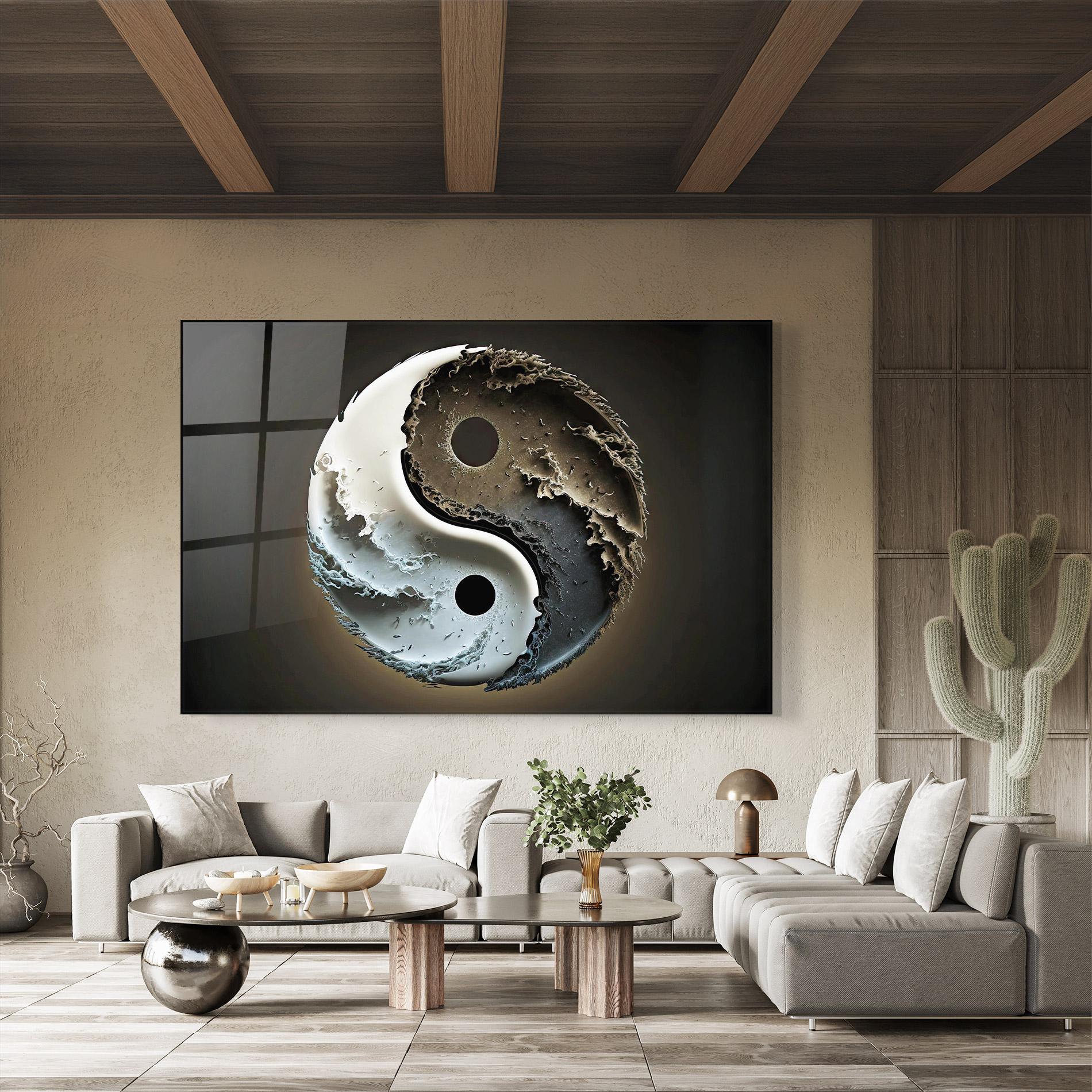 Стъклена картина Brown Smoke Yinyang mockup 8