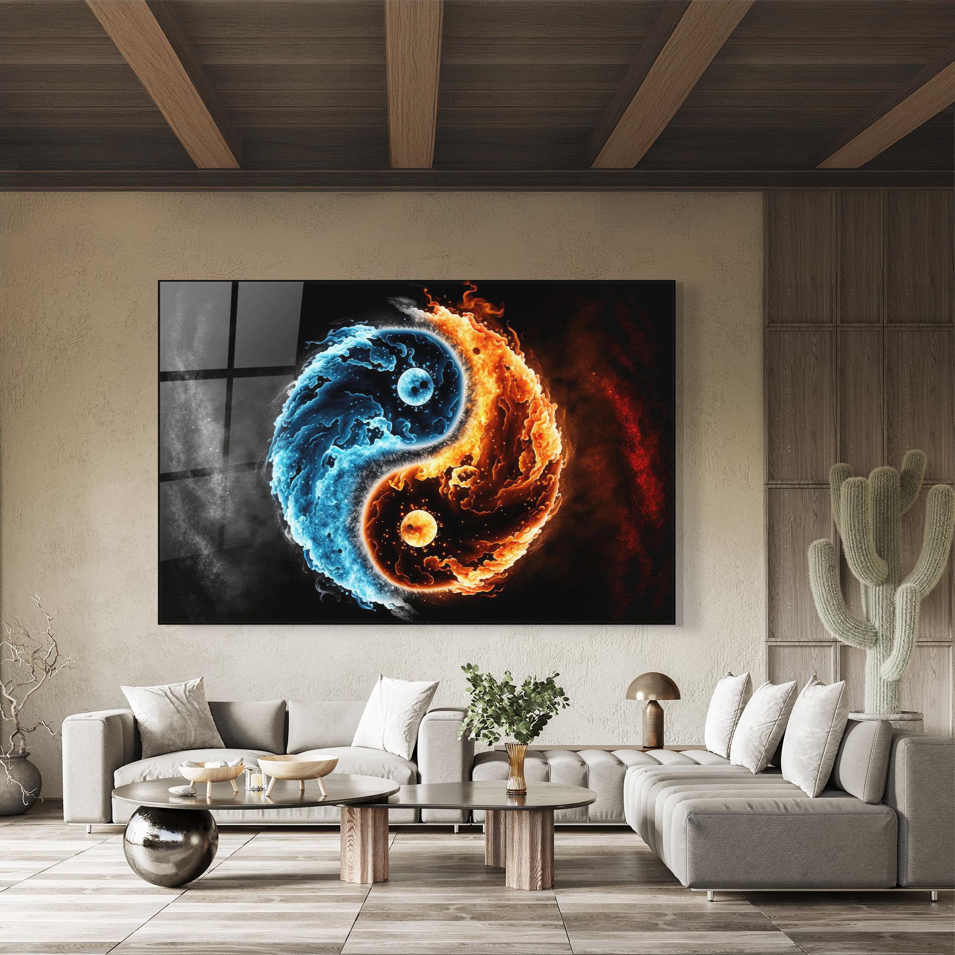 Стъклена картина Fire Water Yinyang mockup 8