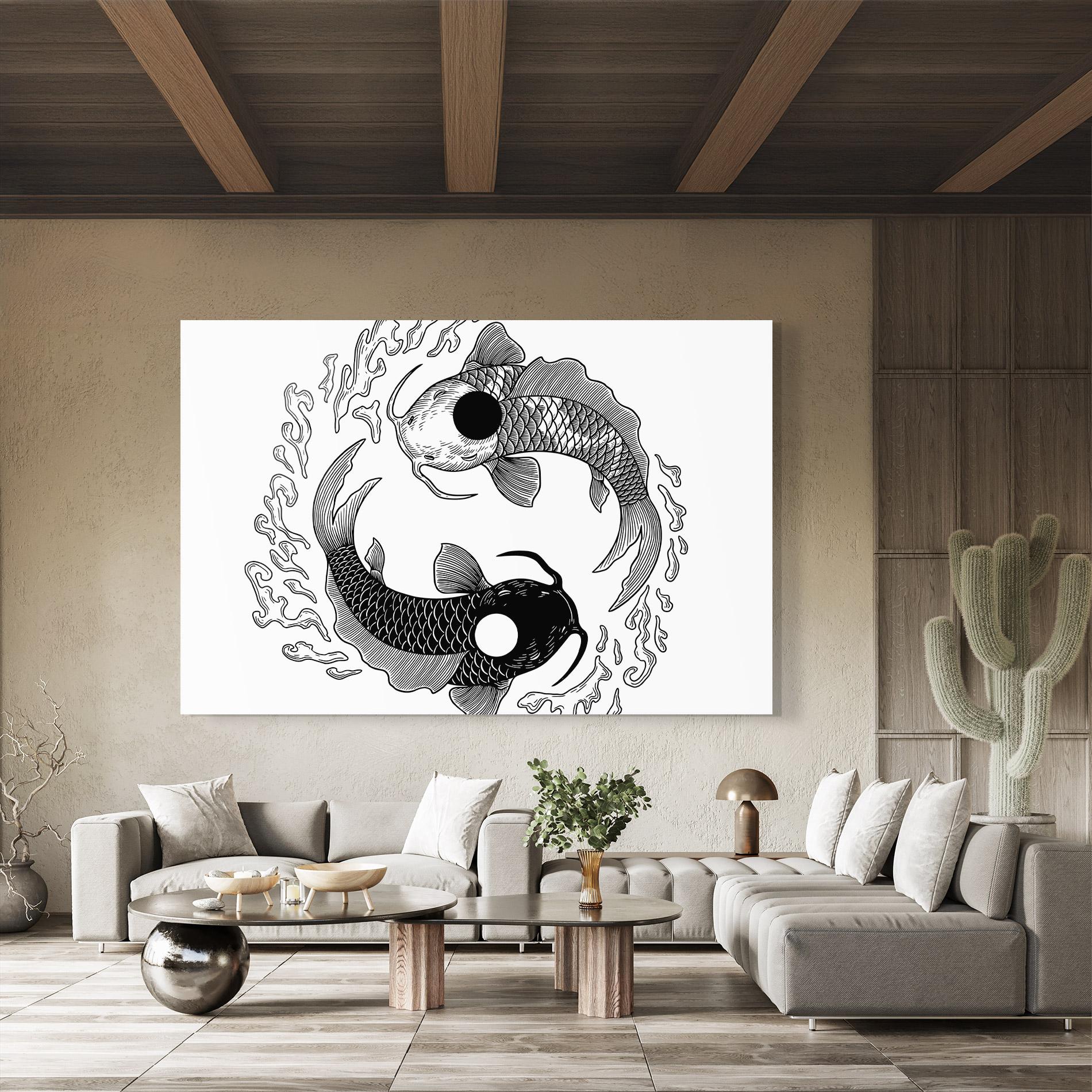 Стъклена картина Koi Art Yinyang mockup 8