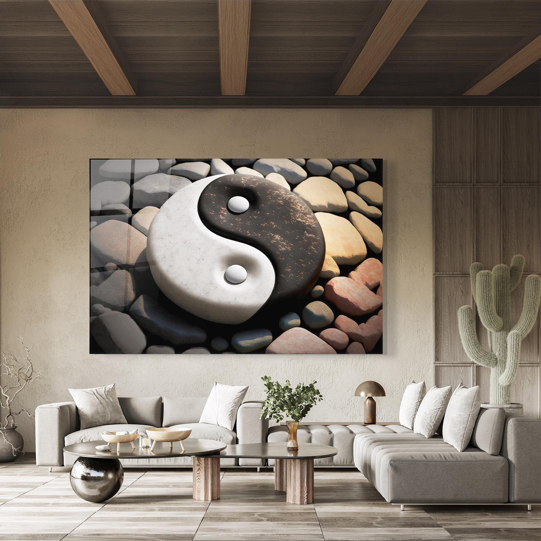Стъклена картина Stone Yinyang mockup 8