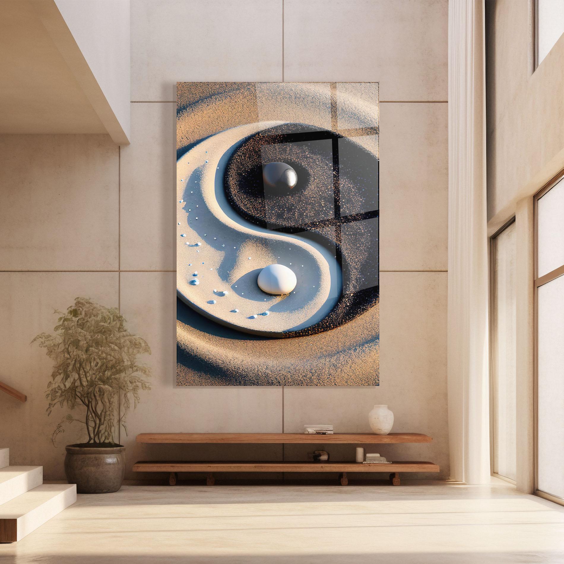Стъклена картина Pretty Sand Yinyang mockup 8