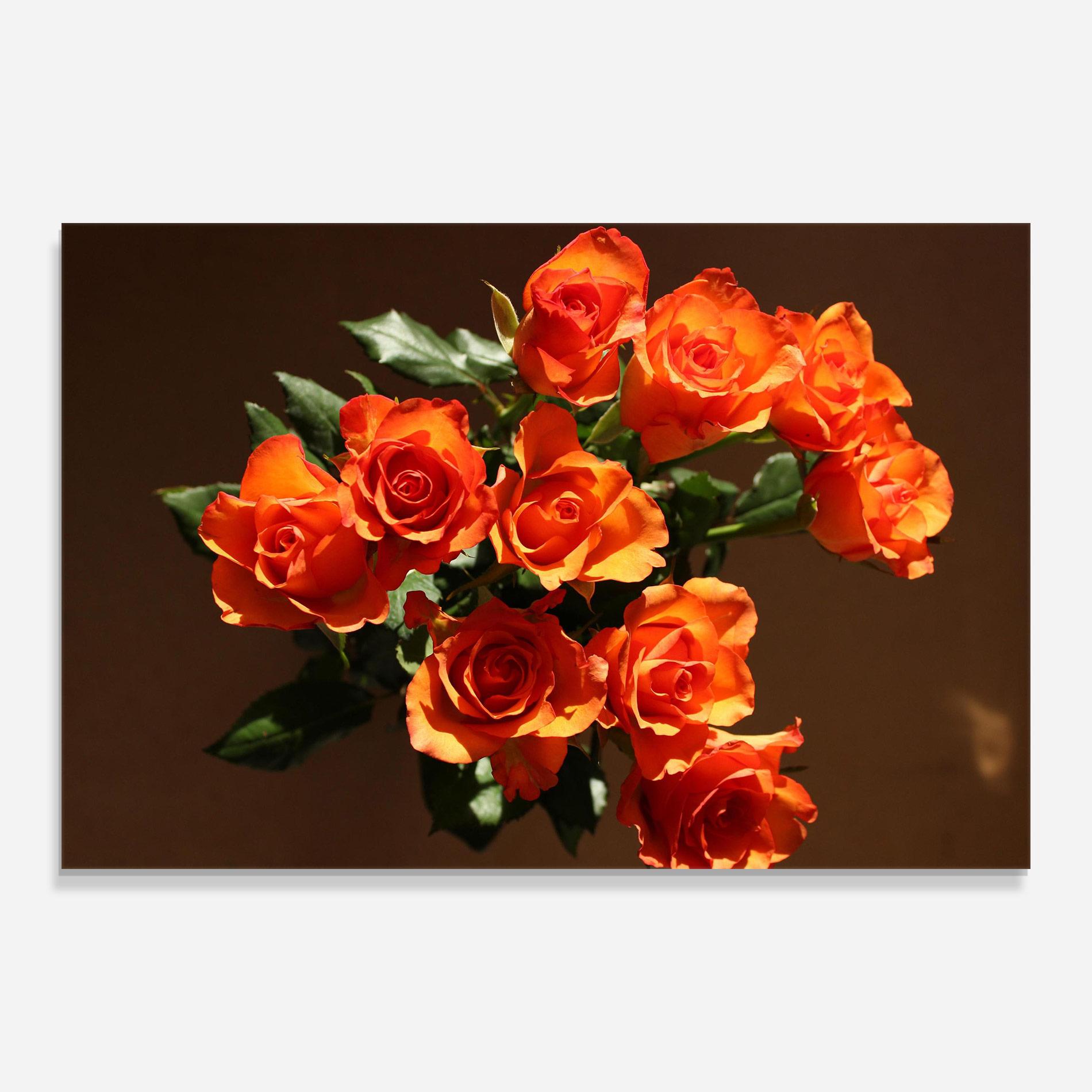 Стъклена картина Orange Roses Bouquet mockup 0