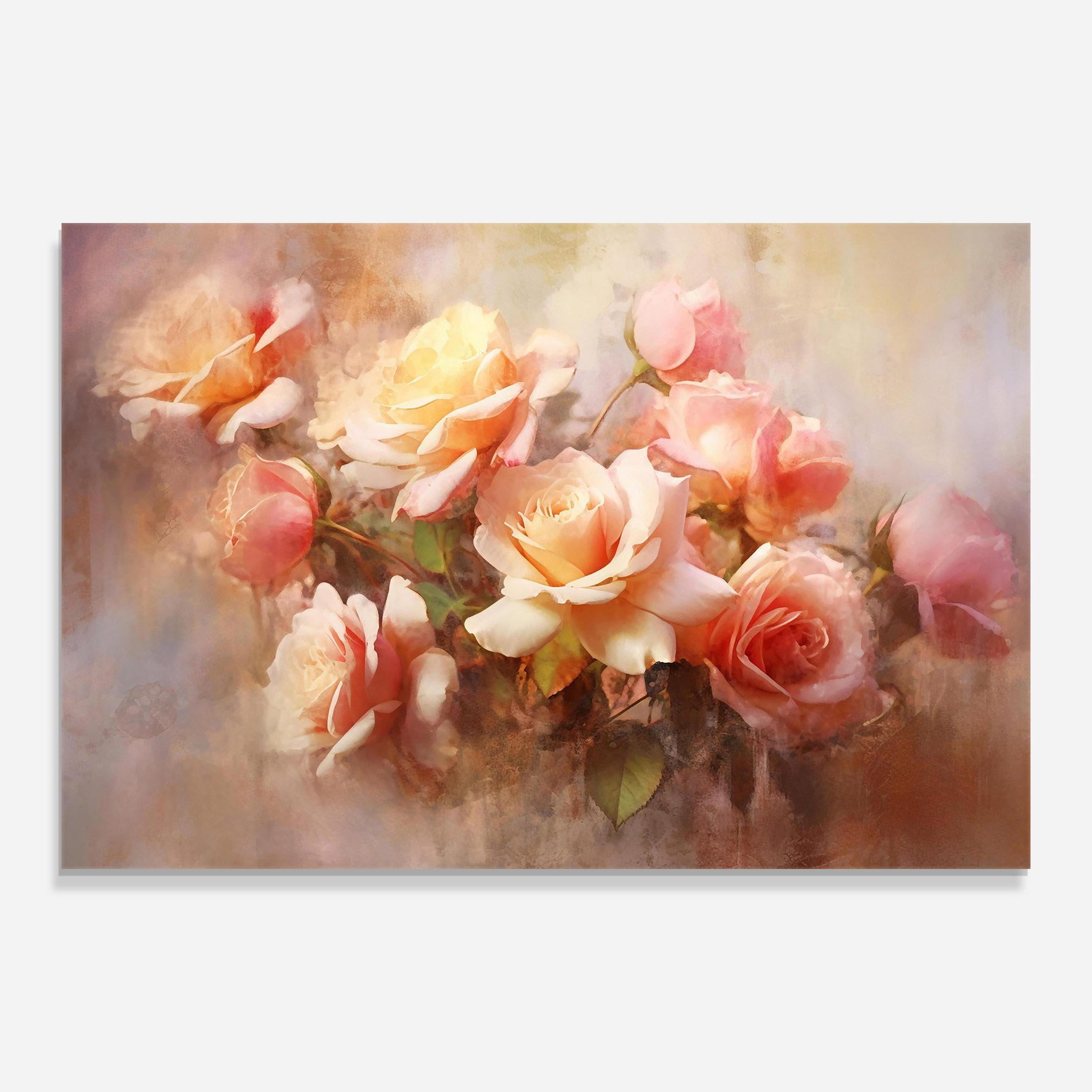Стъклена картина Roses Bouquet Painting mockup 0