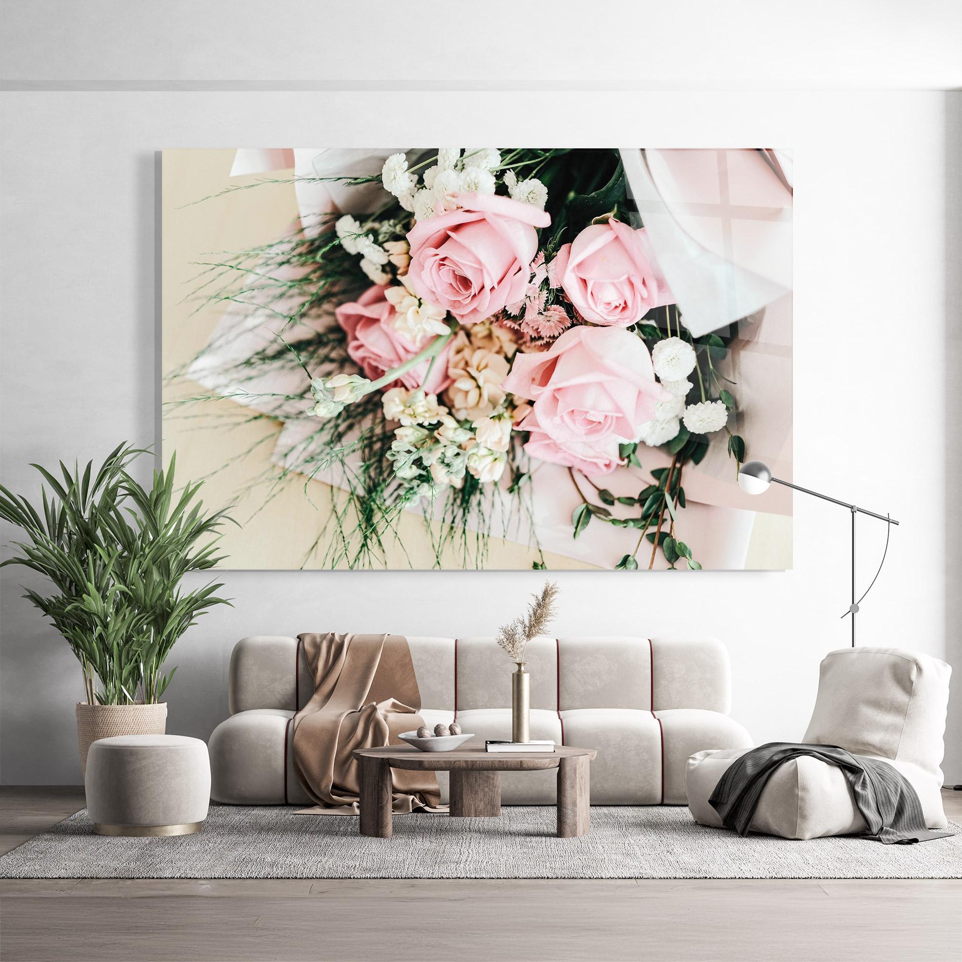 Стъклена картина Baby Pink Bouquet mockup 9