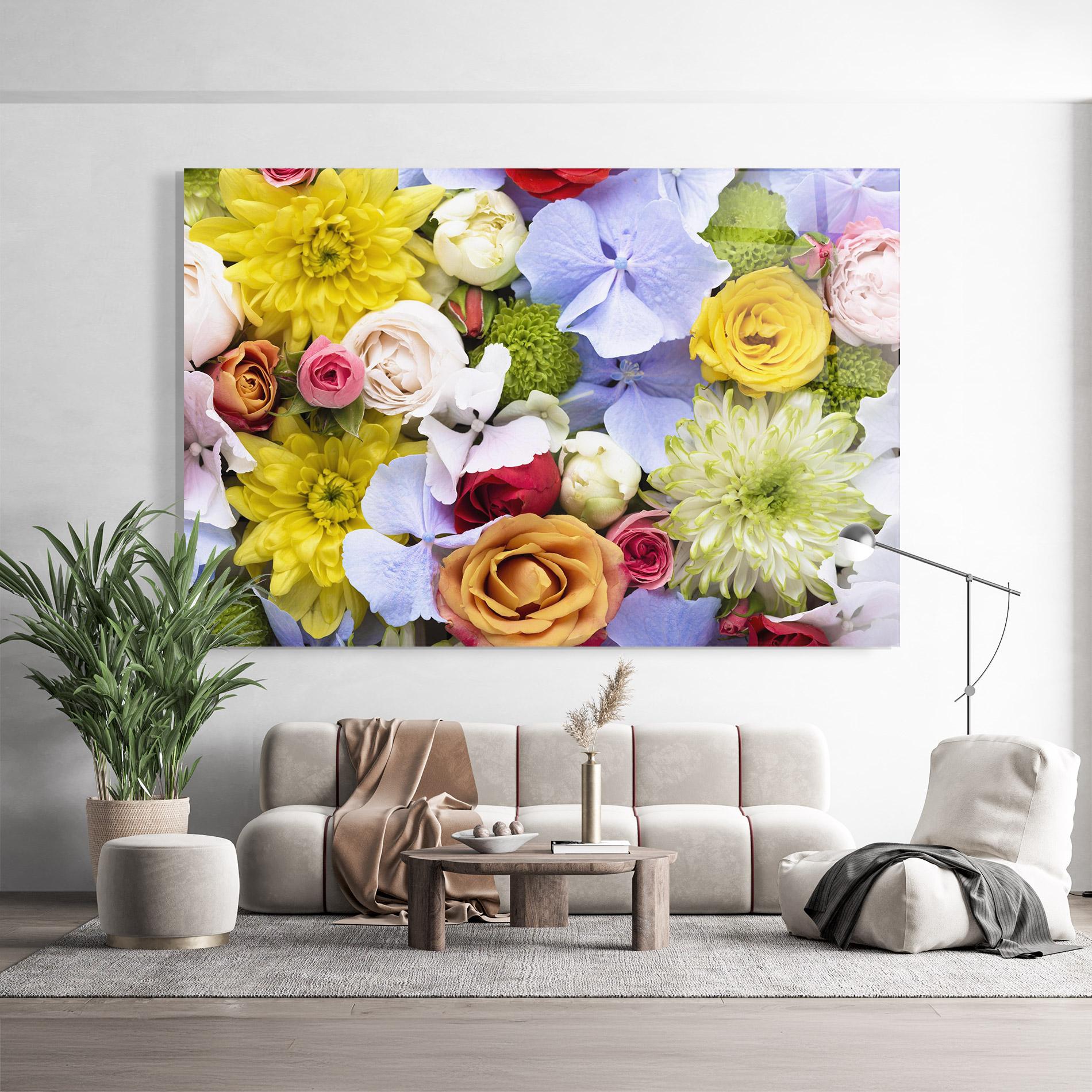 Стъклена картина Color Mix Flower Bouquet mockup 9