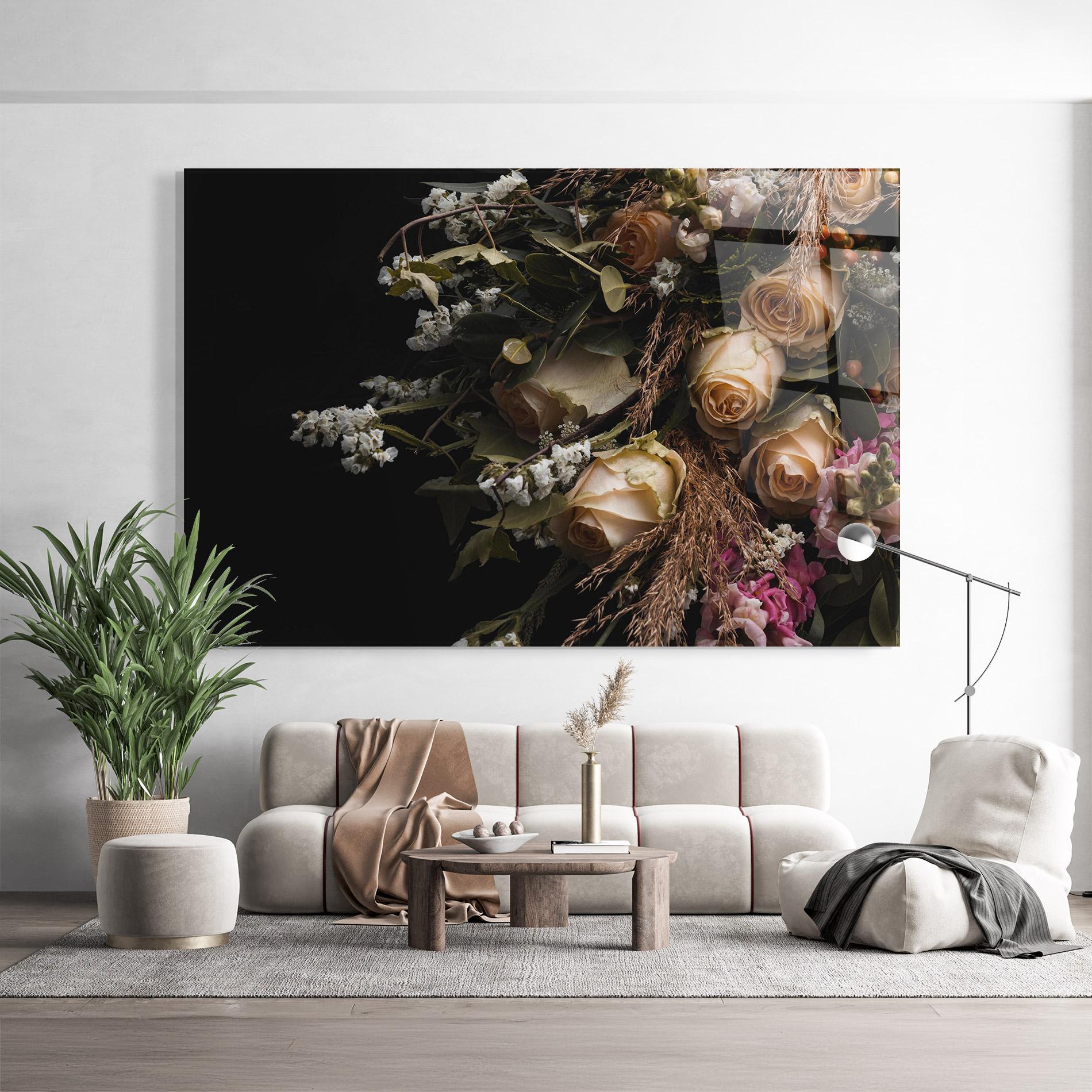 Стъклена картина Luxurious Cream Bouquet mockup 9