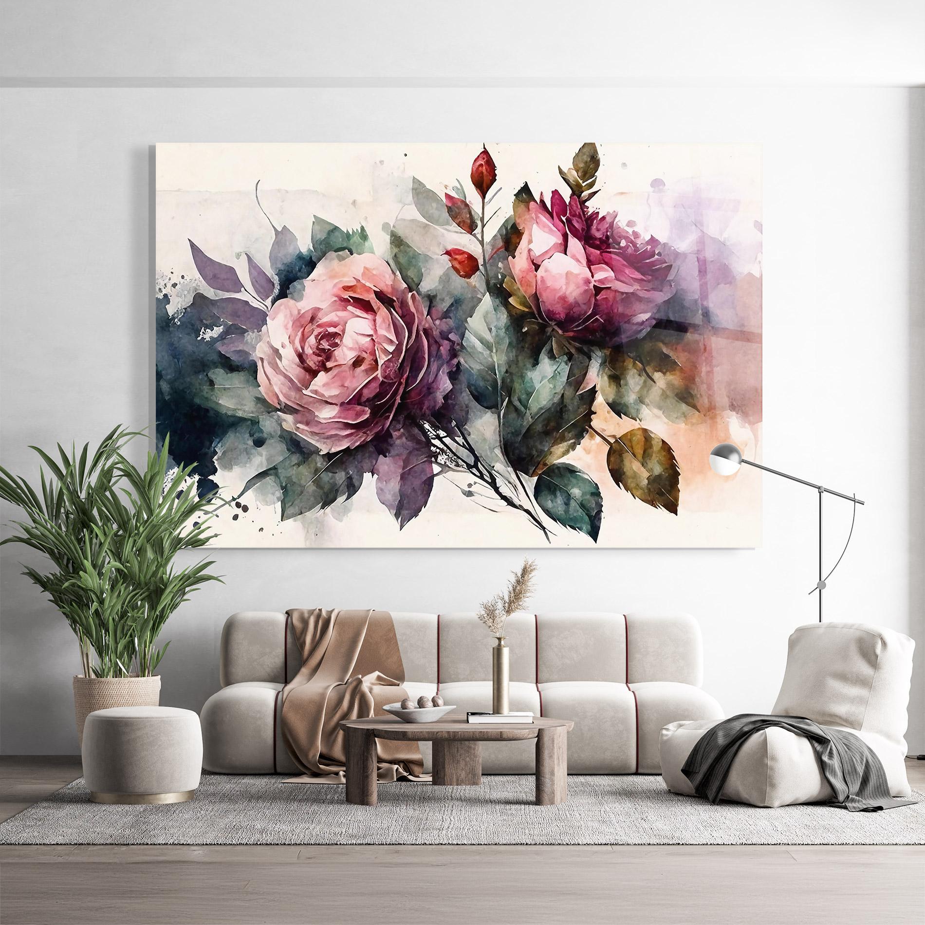 Стъклена картина Roses Bouquet Art mockup 9