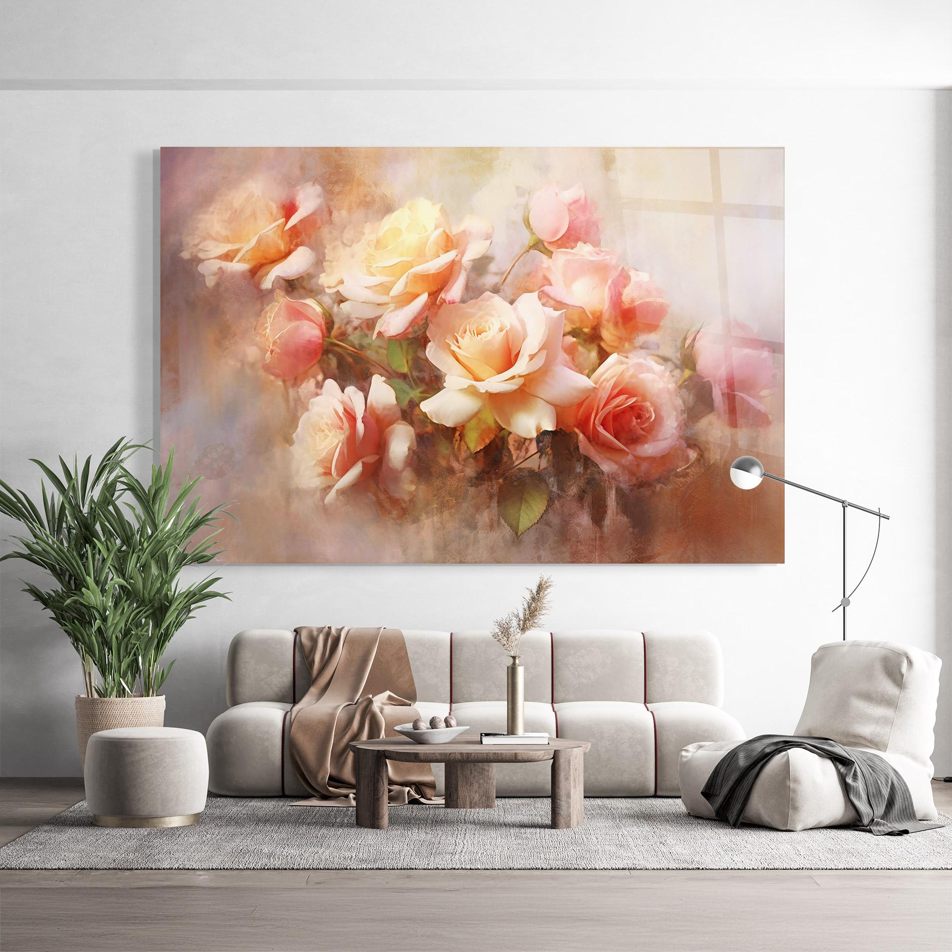 Стъклена картина Roses Bouquet Painting mockup 9