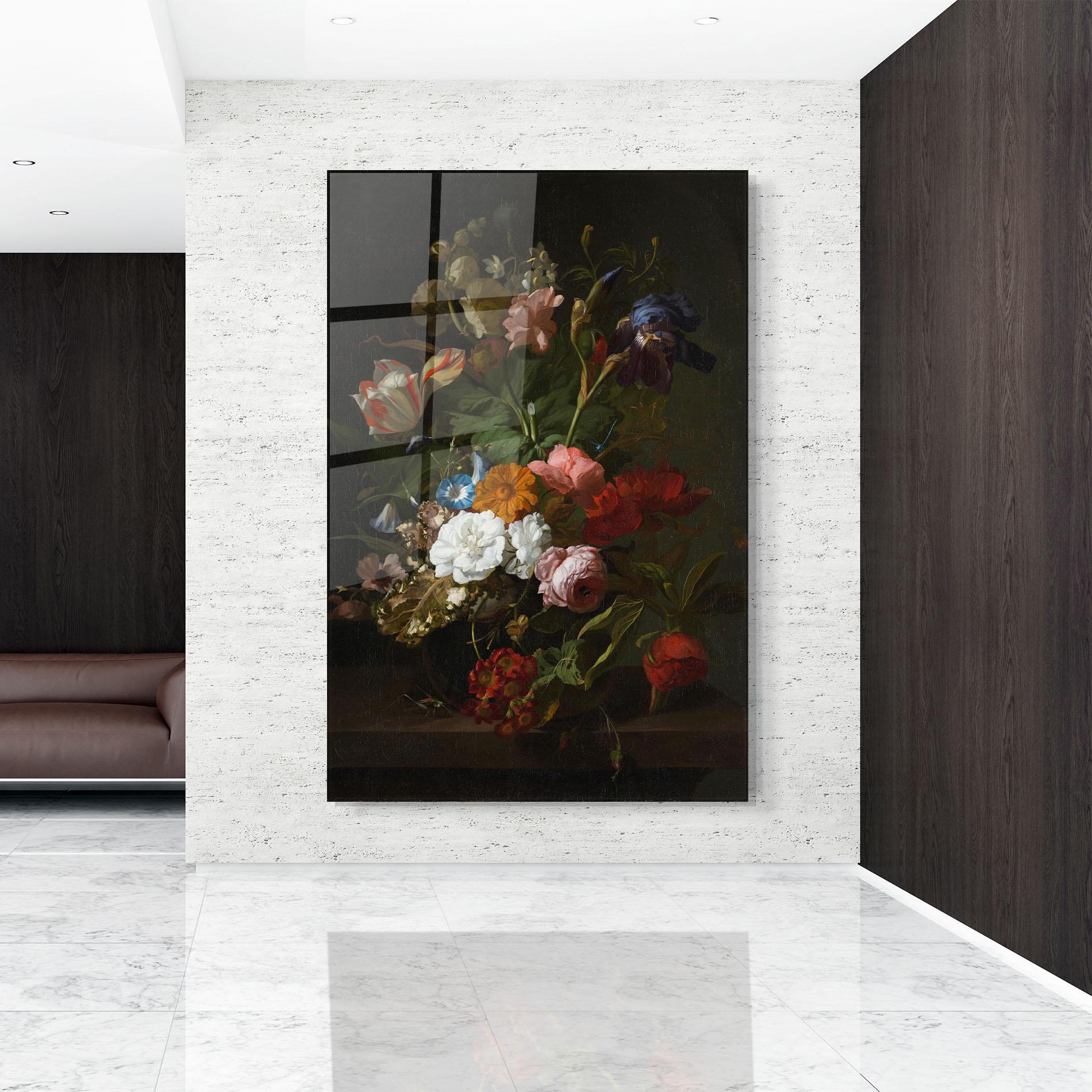 Стъклена картина Dark Flowers Bouquet mockup 9