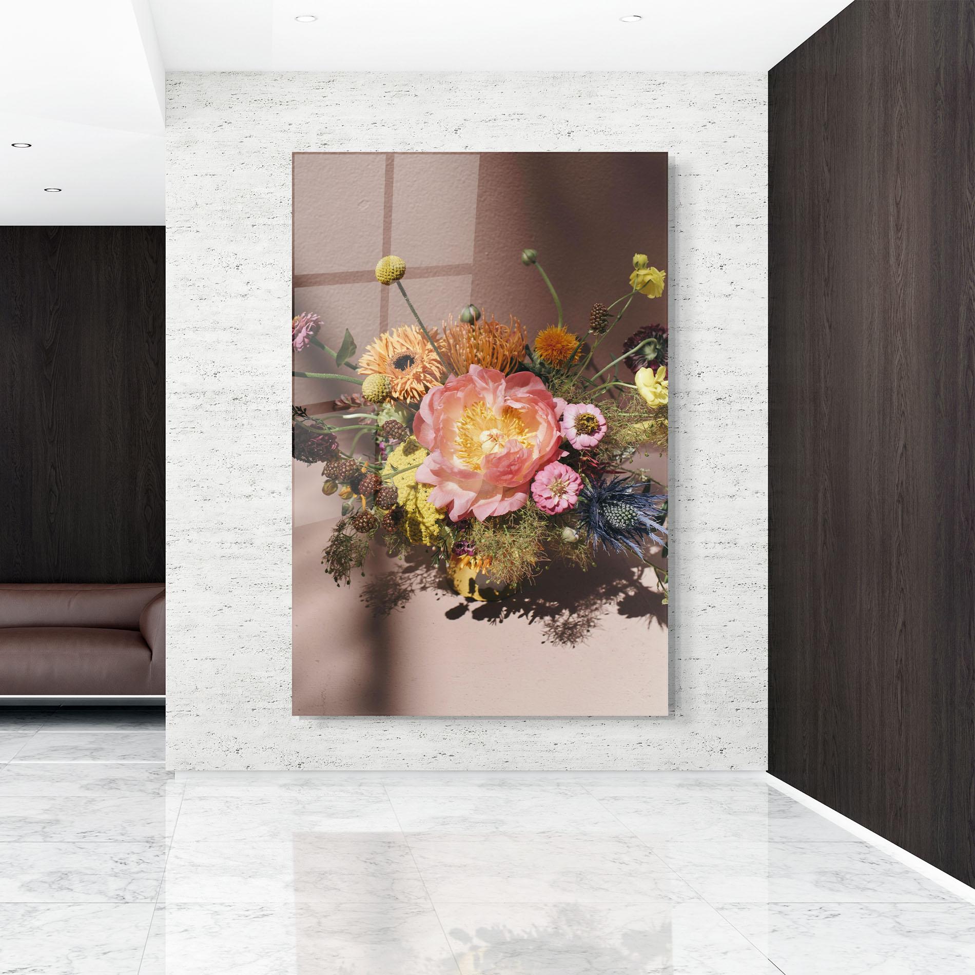 Стъклена картина Pastel Orange Bouquet mockup 9