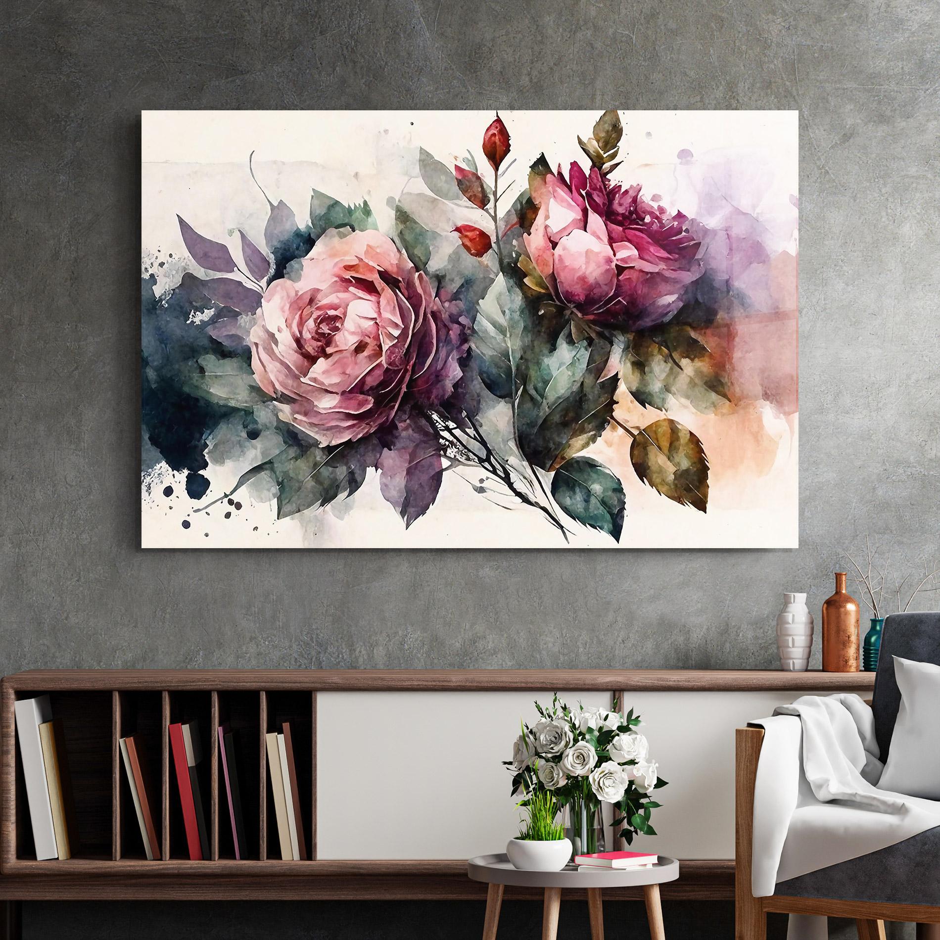 Стъклена картина Roses Bouquet Art mockup 2