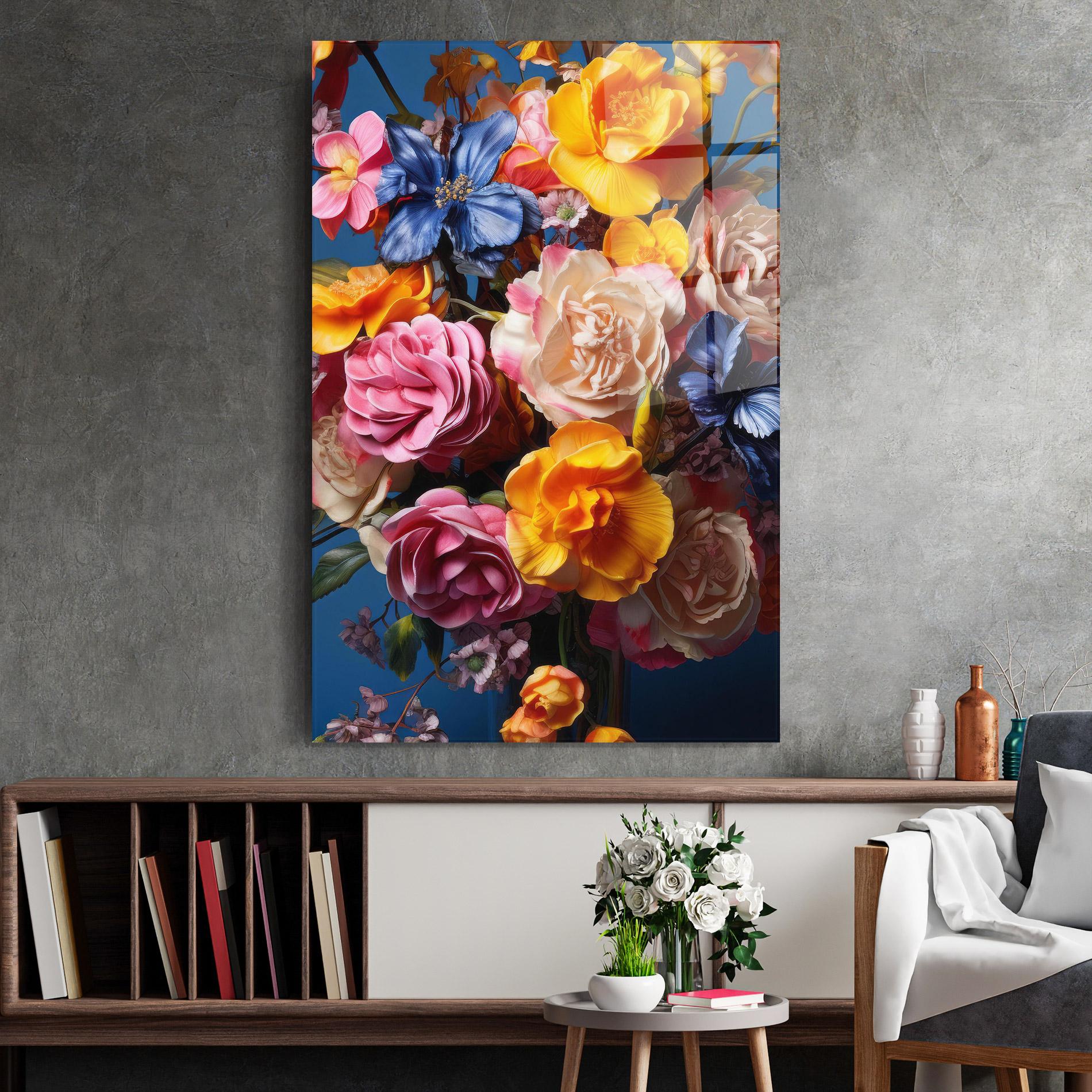 Стъклена картина Colorful Flower Bouquet mockup 2