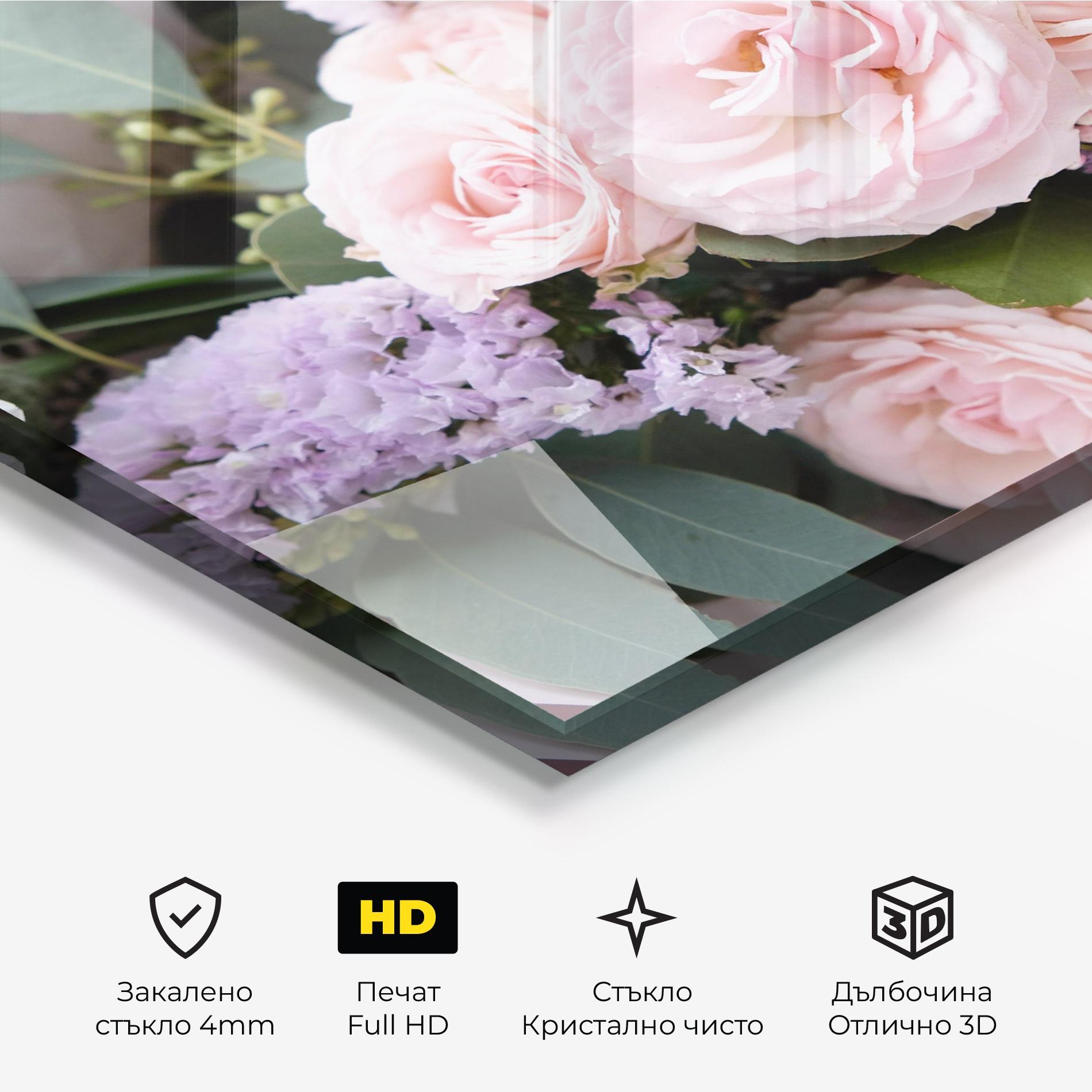 Стъклена картина Beautiful Pink Roses mockup 3