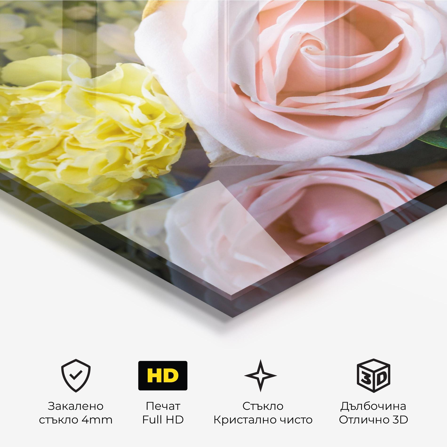 Стъклена картина Bouquet Light Pink mockup 3