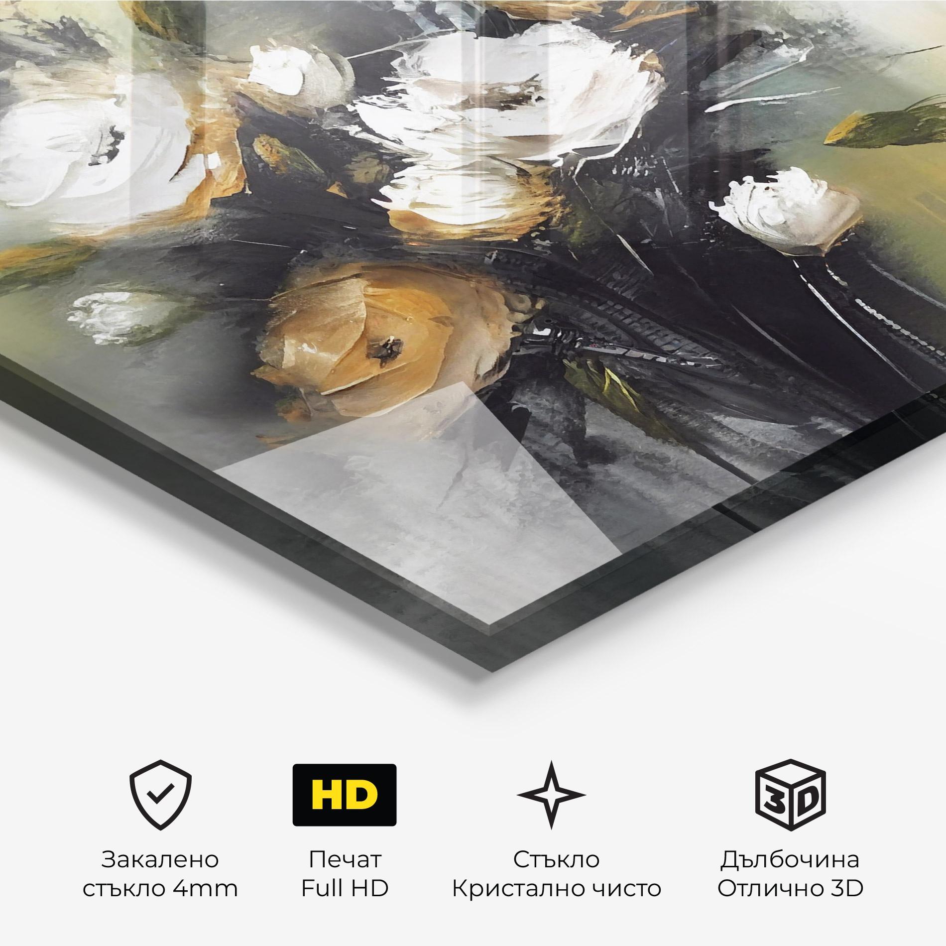 Стъклена картина Bouquet Painting mockup 3