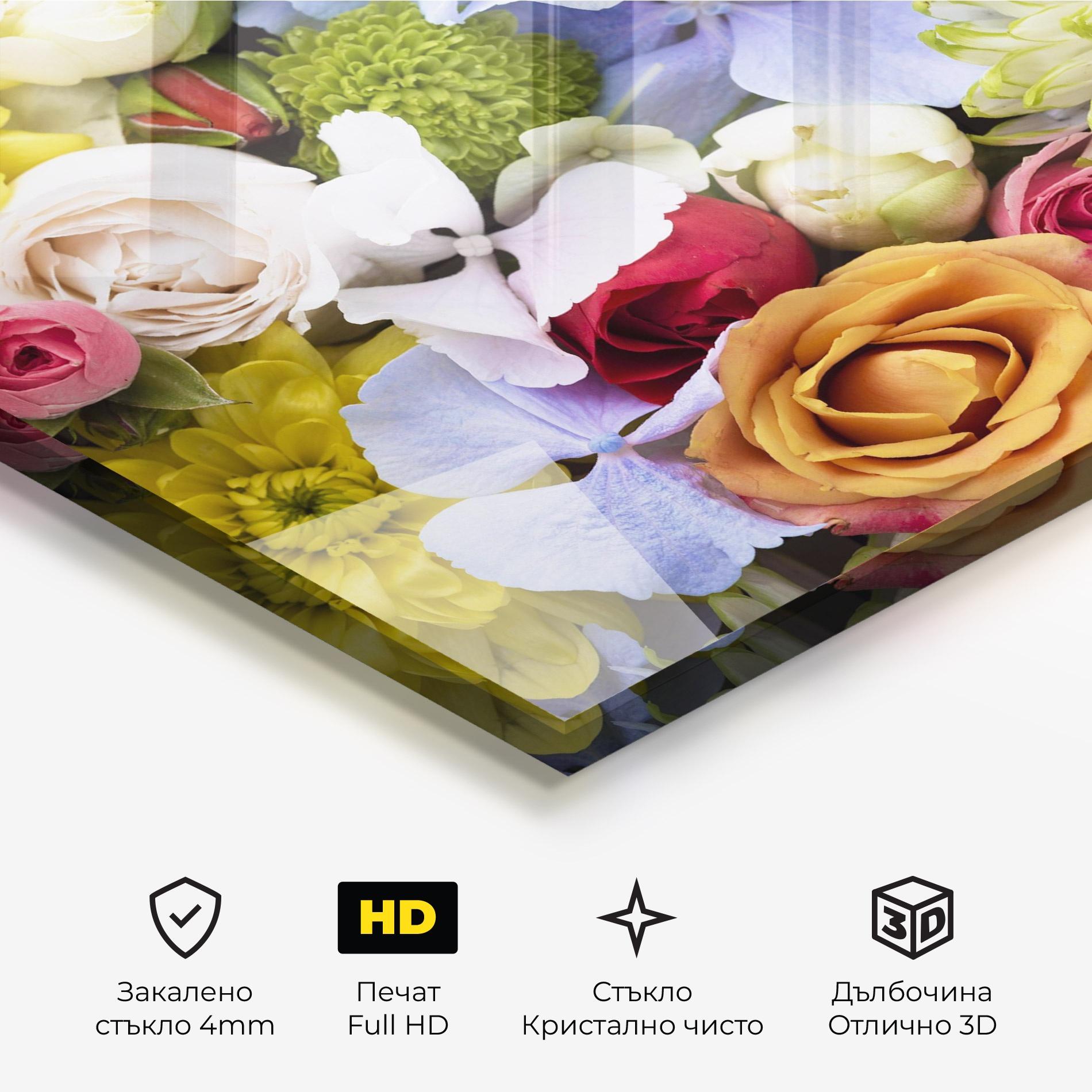 Стъклена картина Color Mix Flower Bouquet mockup 3