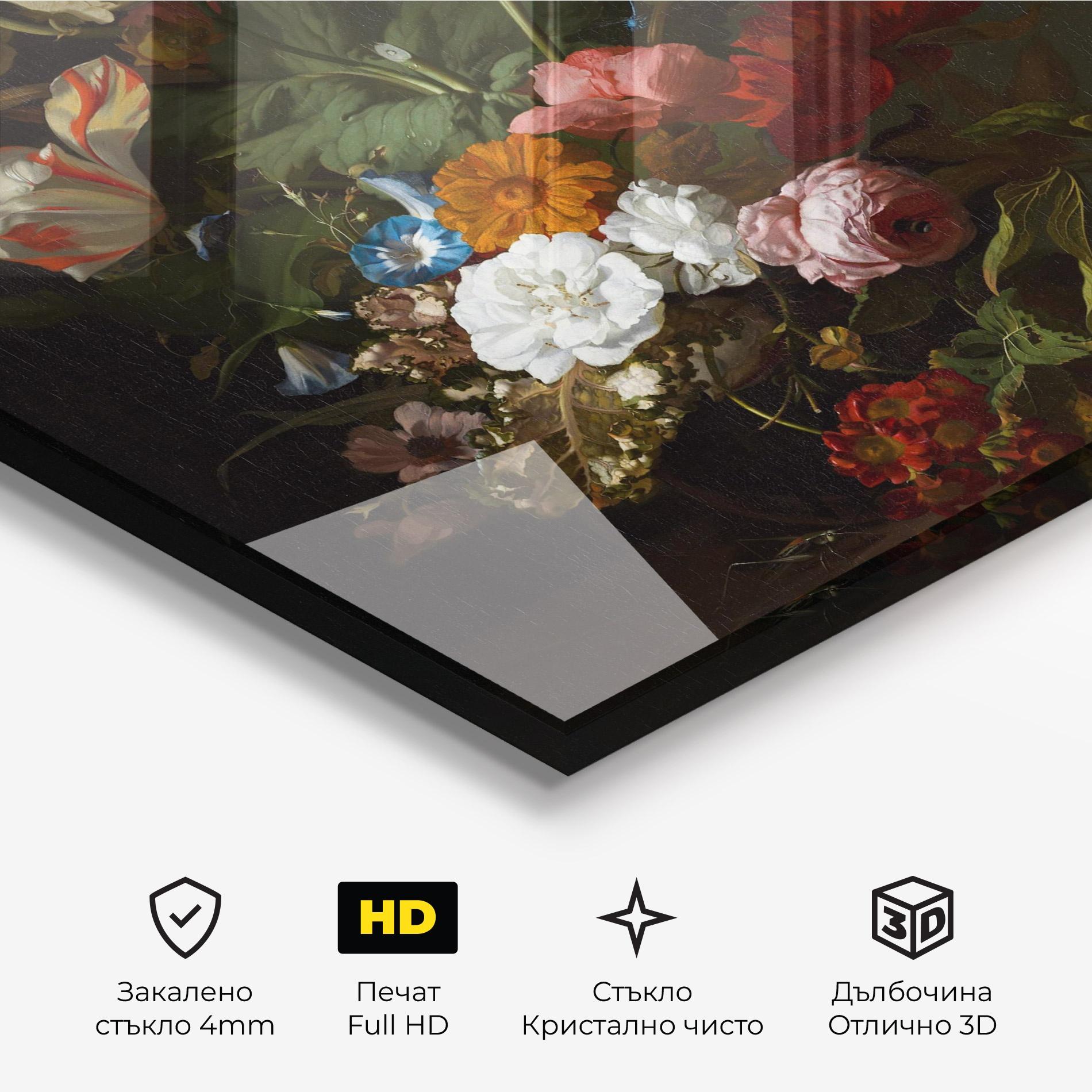 Стъклена картина Dark Flowers Bouquet mockup 3