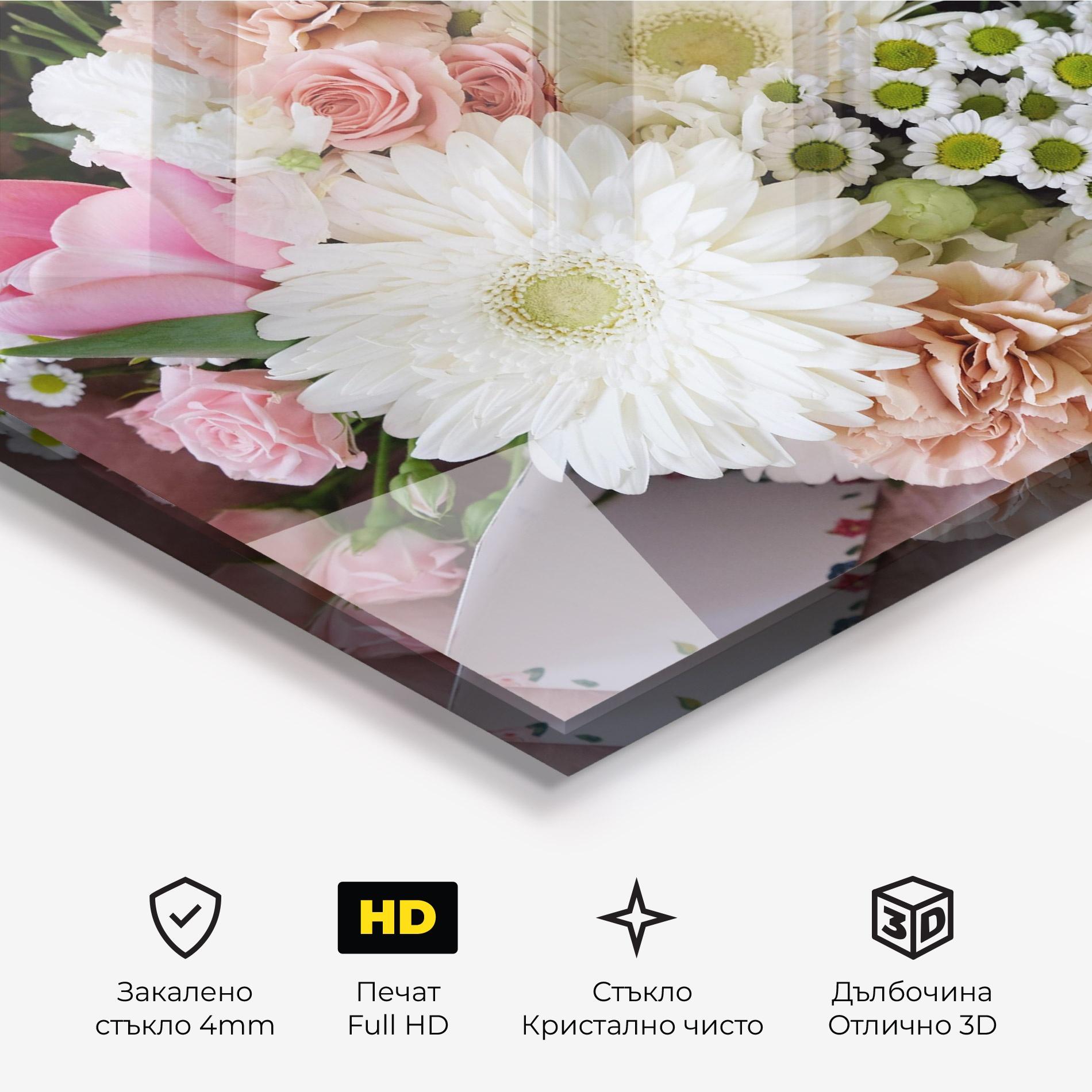 Стъклена картина Flower Mix Bouquet mockup 3