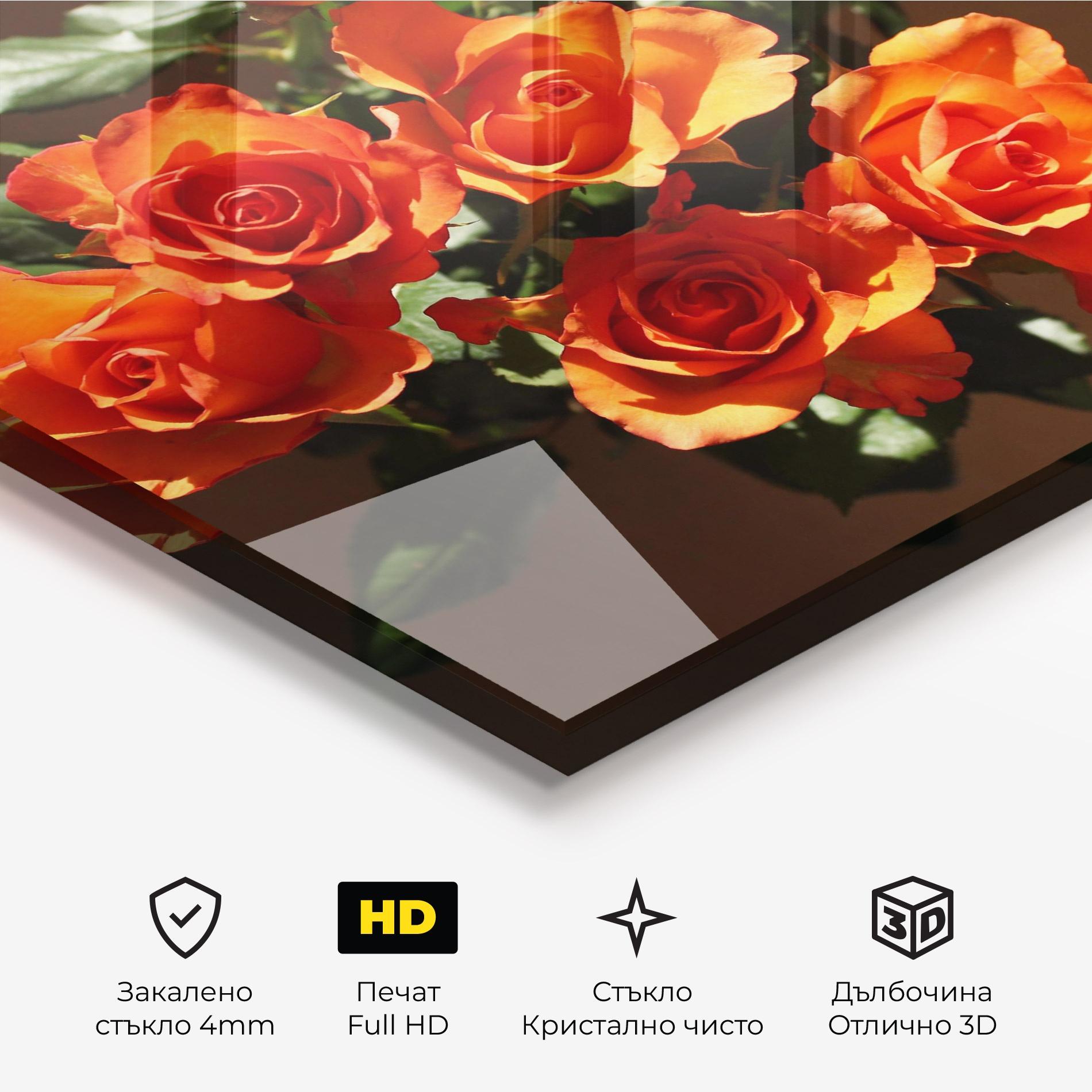 Стъклена картина Orange Roses Bouquet mockup 3
