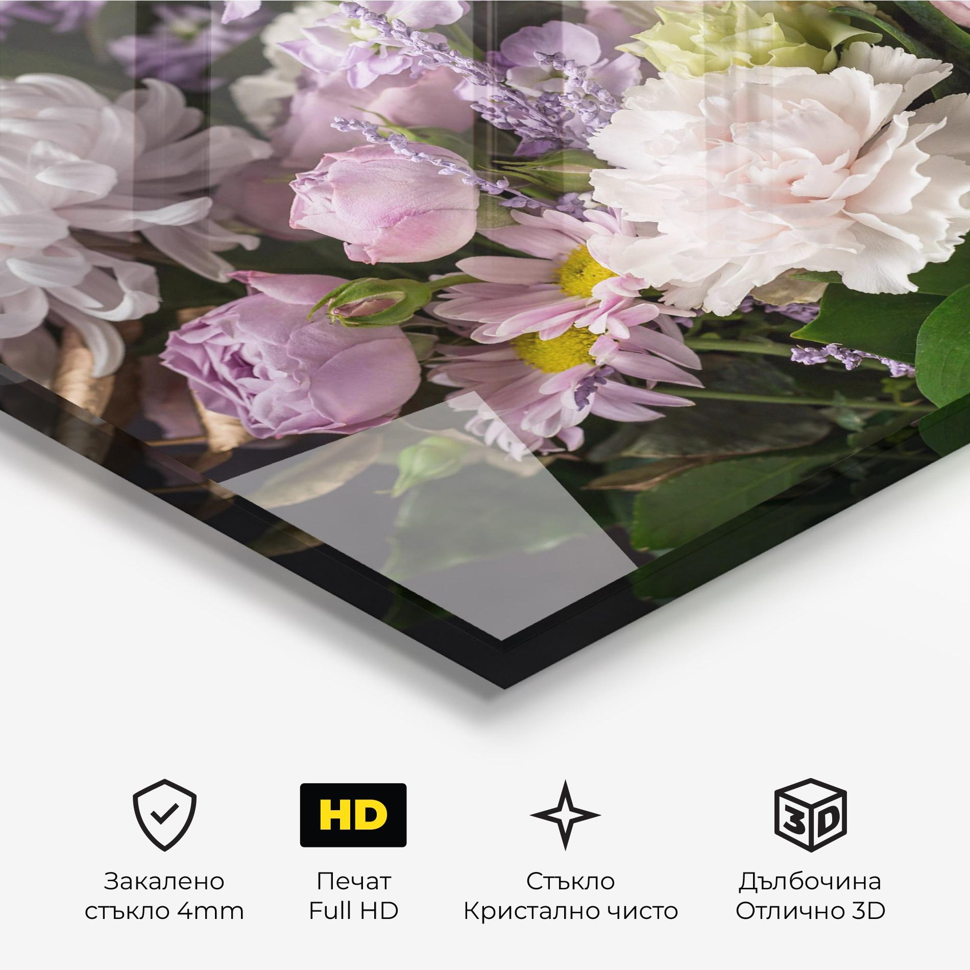 Стъклена картина Pastel Purple Bouquet mockup 3