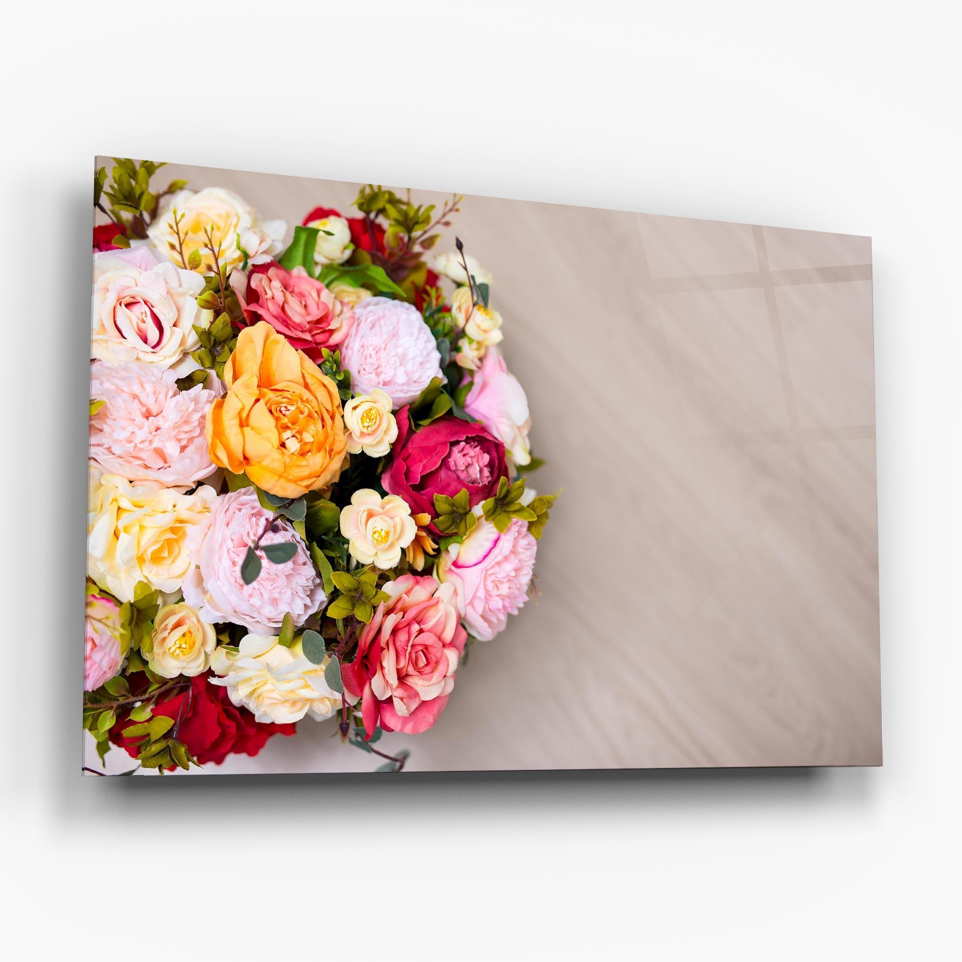 Стъклена картина Orange Purple Bouquet mockup 6