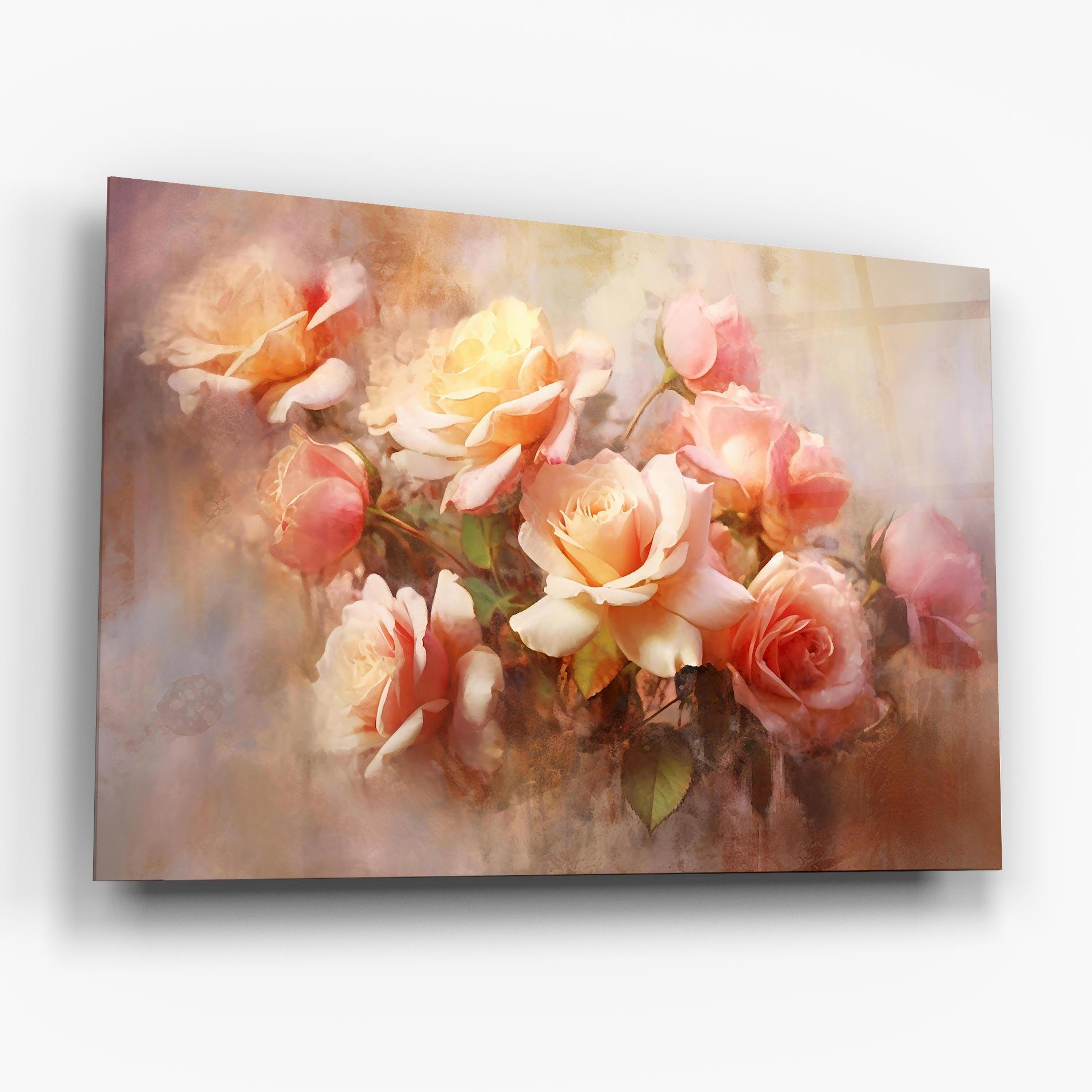 Стъклена картина Roses Bouquet Painting mockup 6