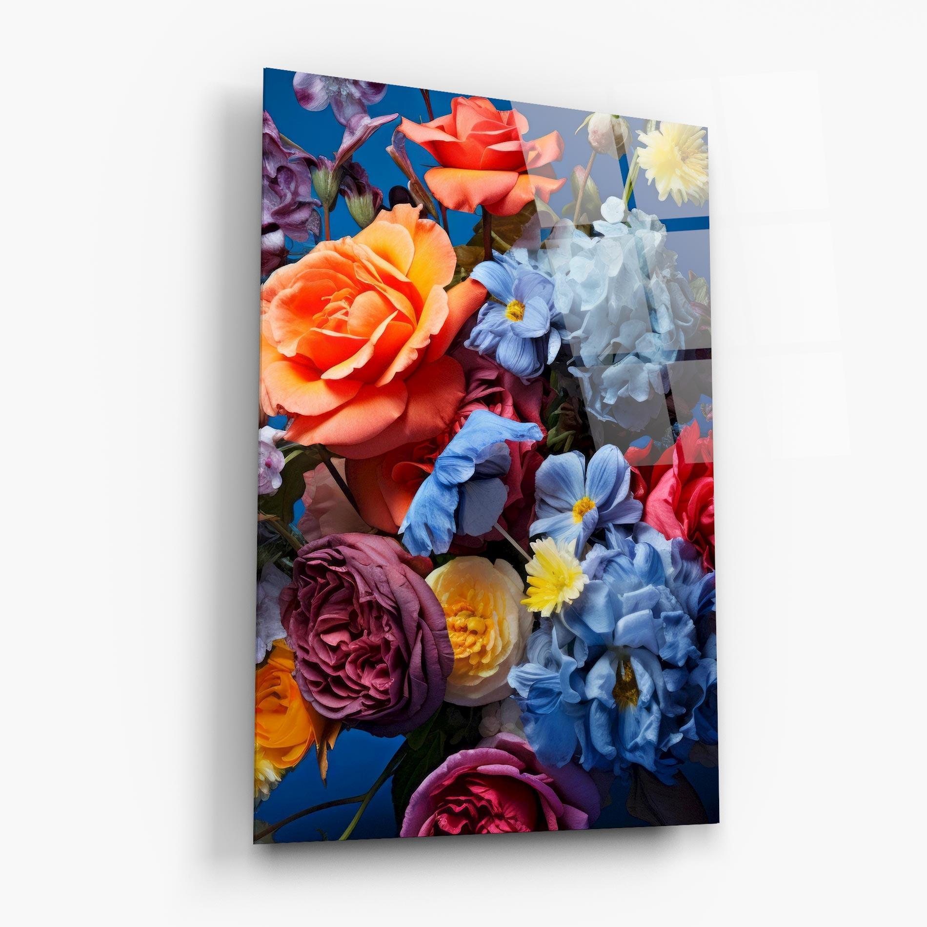 Стъклена картина Blue Orange Bouquet mockup 6