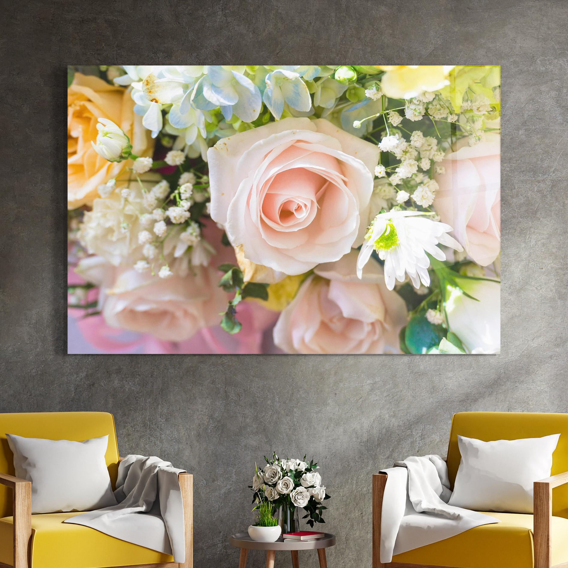 Стъклена картина Light Pink Bouquet mockup 4