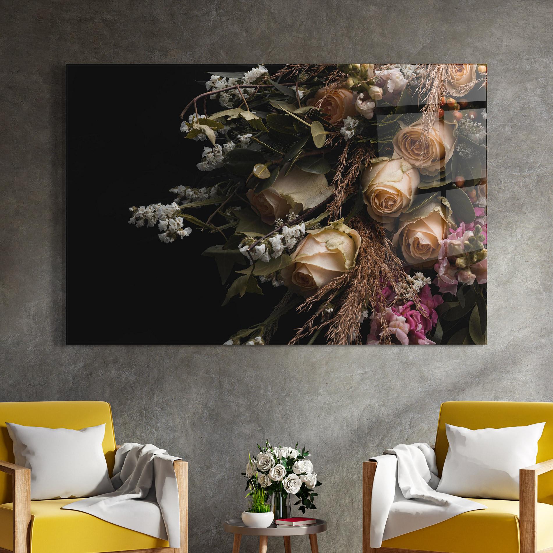 Стъклена картина Luxurious Cream Bouquet mockup 4