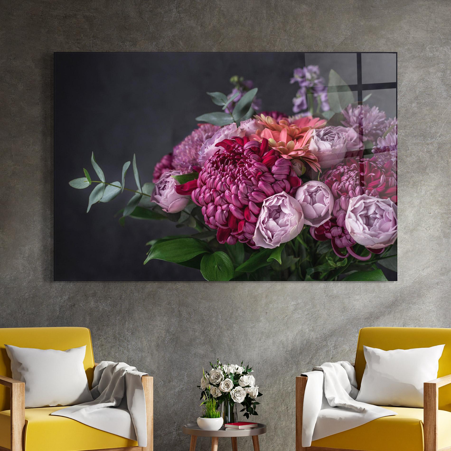 Стъклена картина Mix Purple Bouquet mockup 4