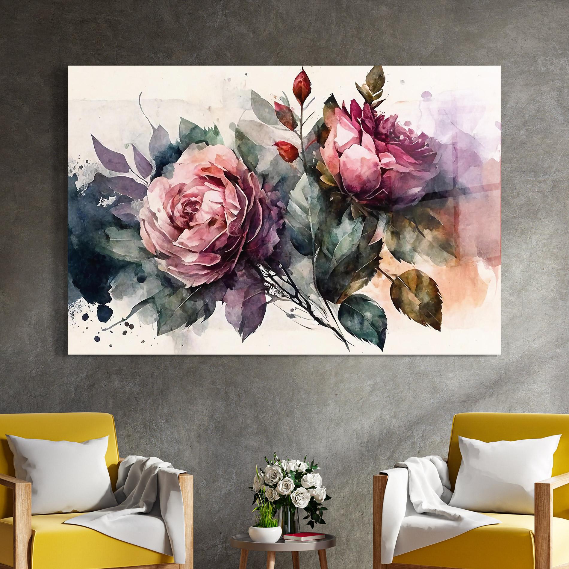 Стъклена картина Roses Bouquet Art mockup 4