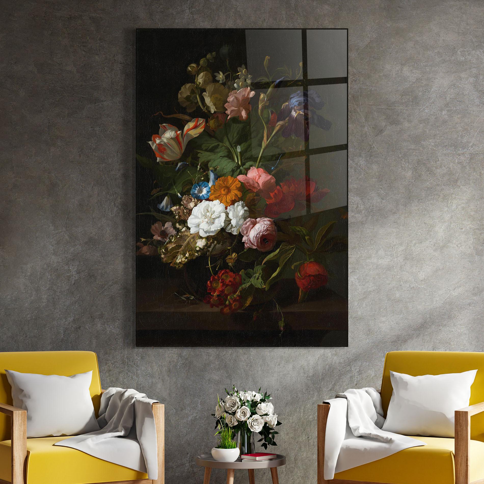 Стъклена картина Dark Flowers Bouquet mockup 4