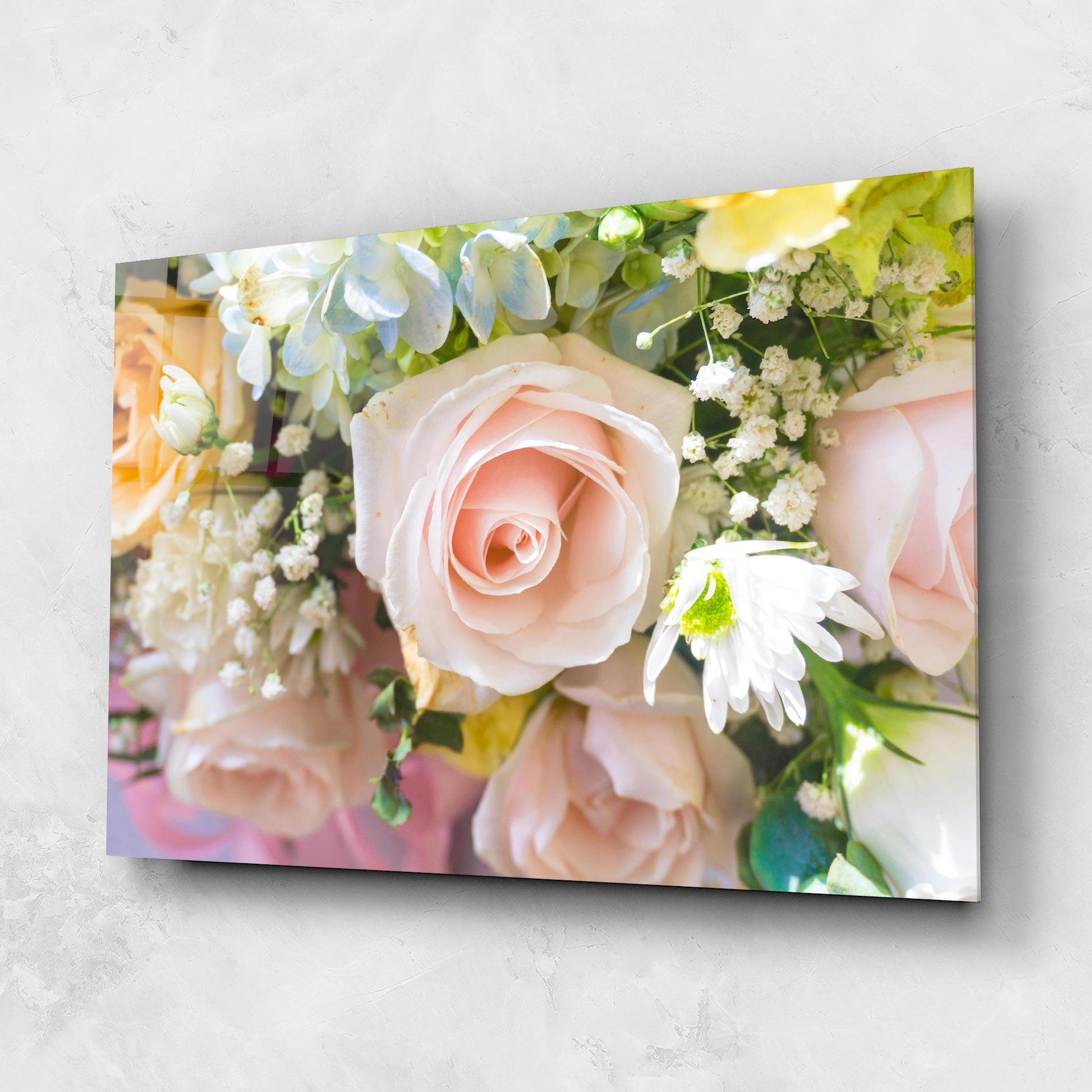 Стъклена картина Light Pink Bouquet mockup 1