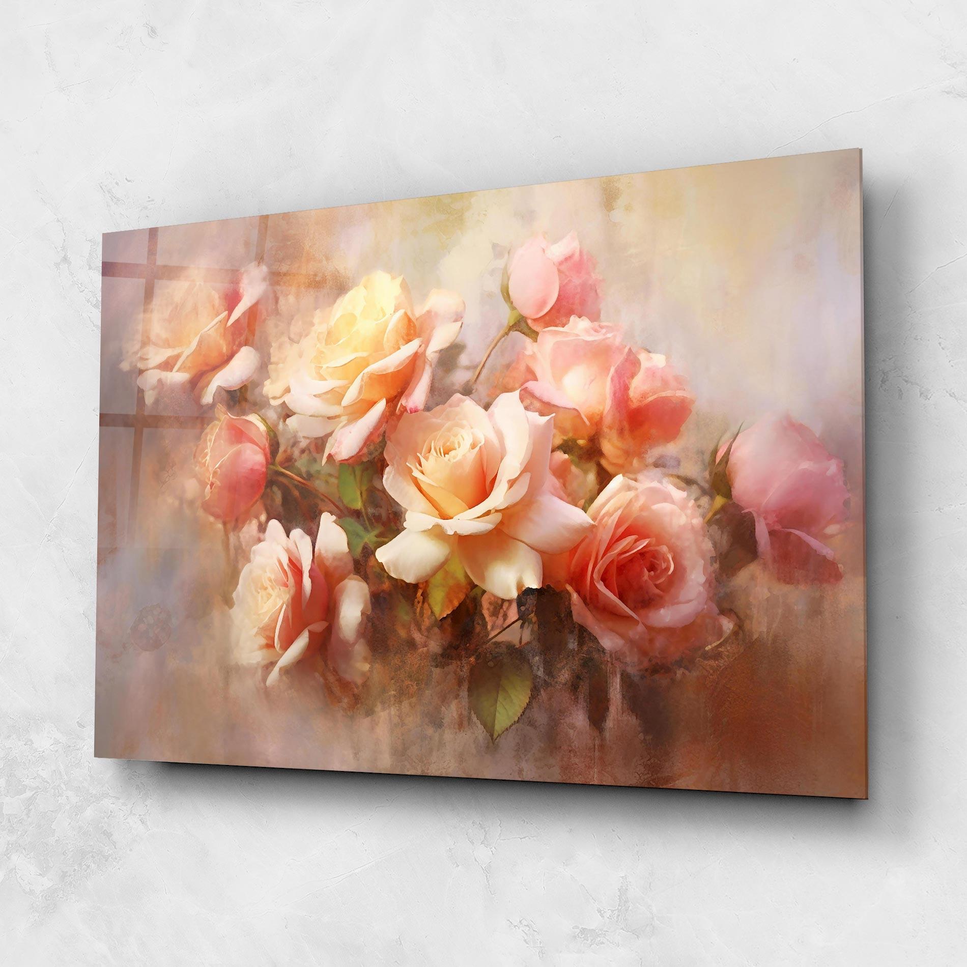 Стъклена картина Roses Bouquet Painting mockup 1