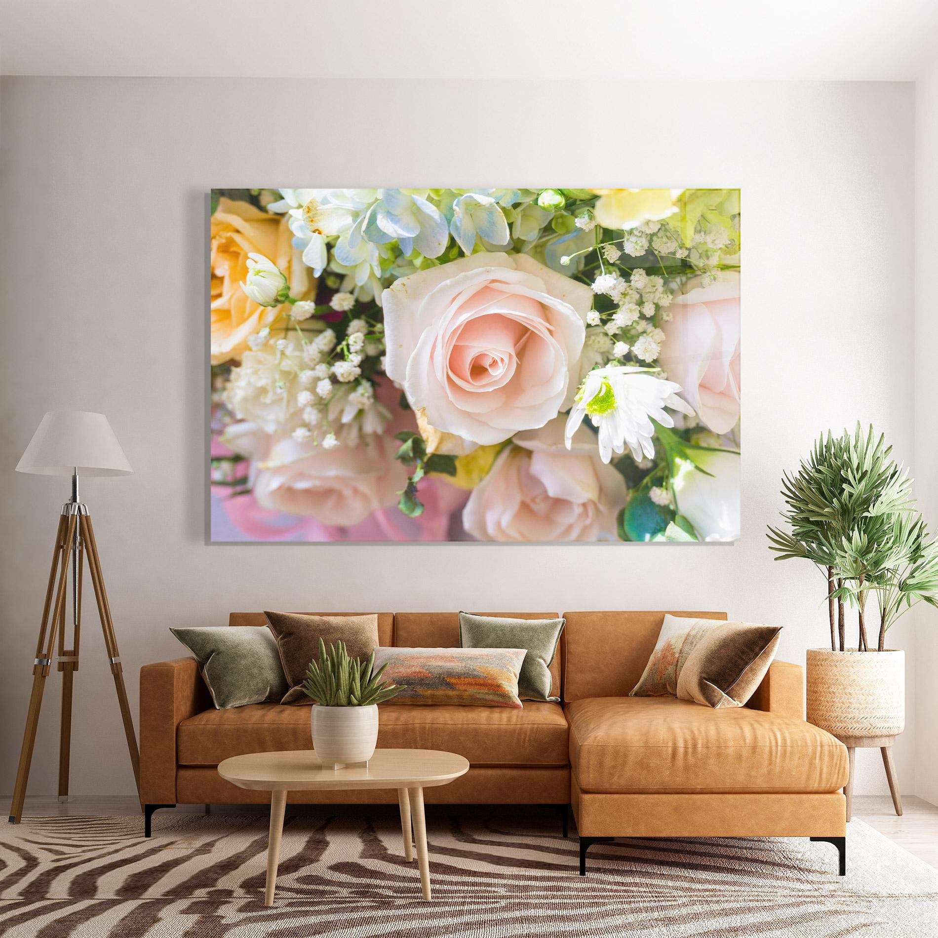 Стъклена картина Light Pink Bouquet mockup 7